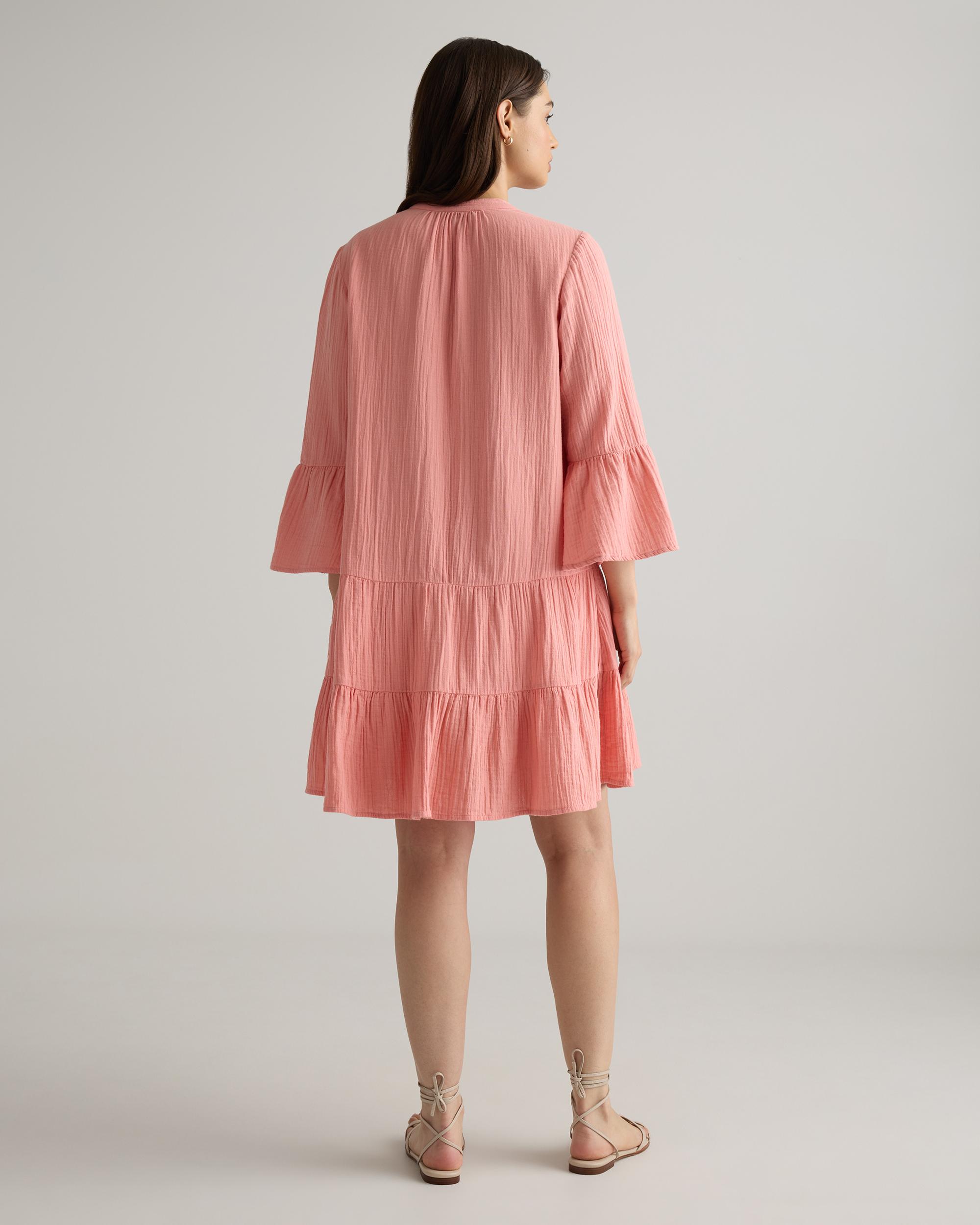 Quince | Women's Gauze Long Sleeve Tiered Mini Dress Organic Cotton Product Image