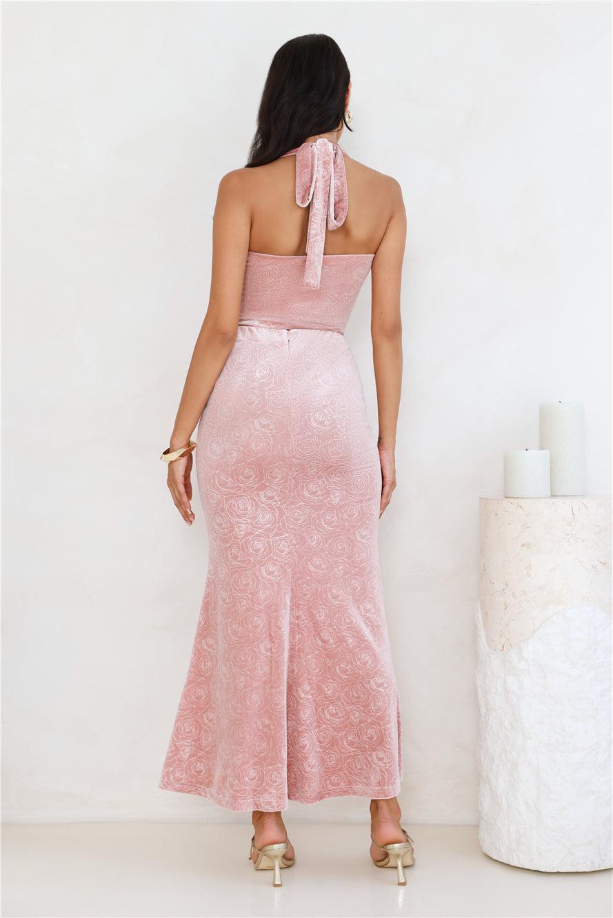 Velvet Gaze Halter Crop Top Pink Product Image