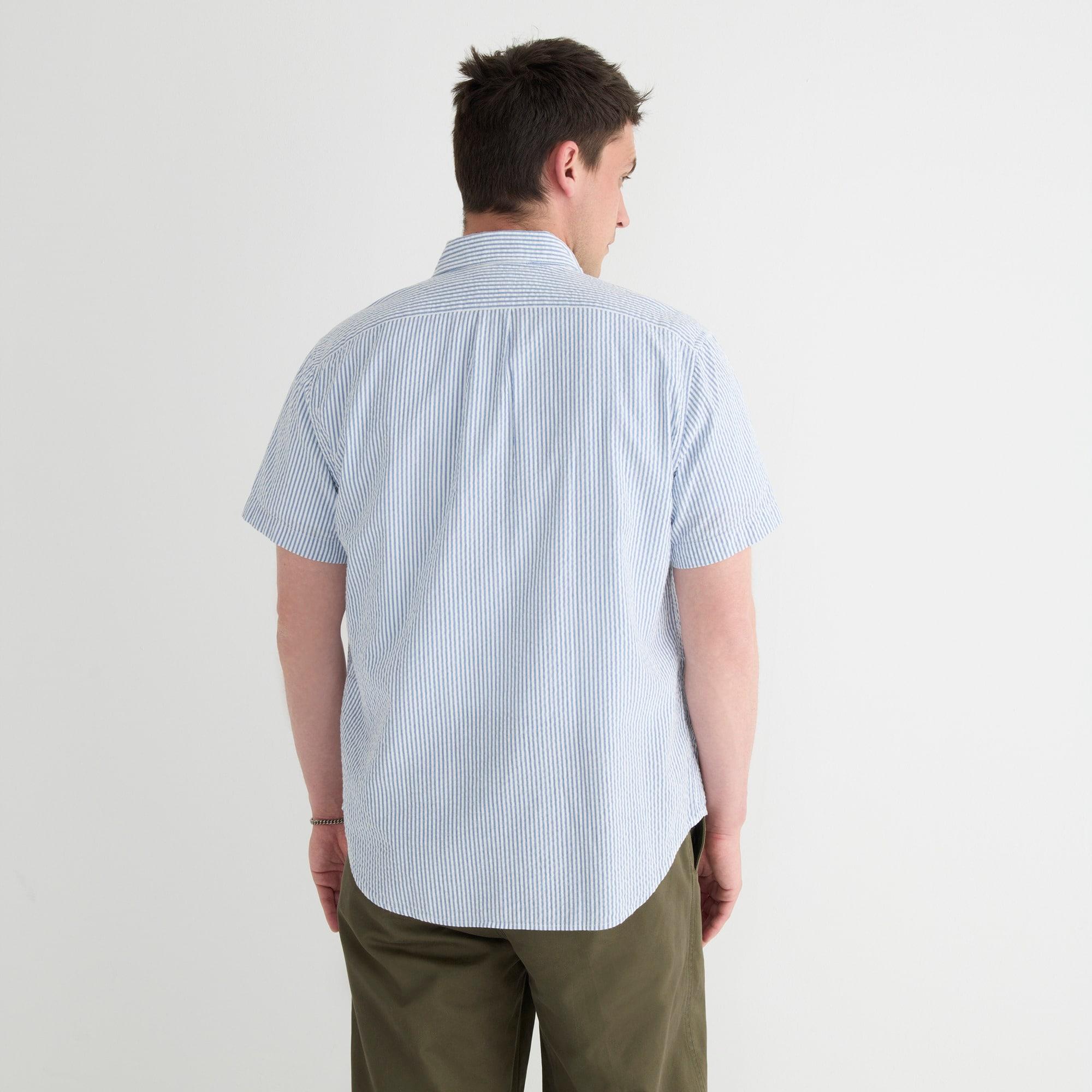 Short-sleeve yarn-dyed seersucker shirt Product Image