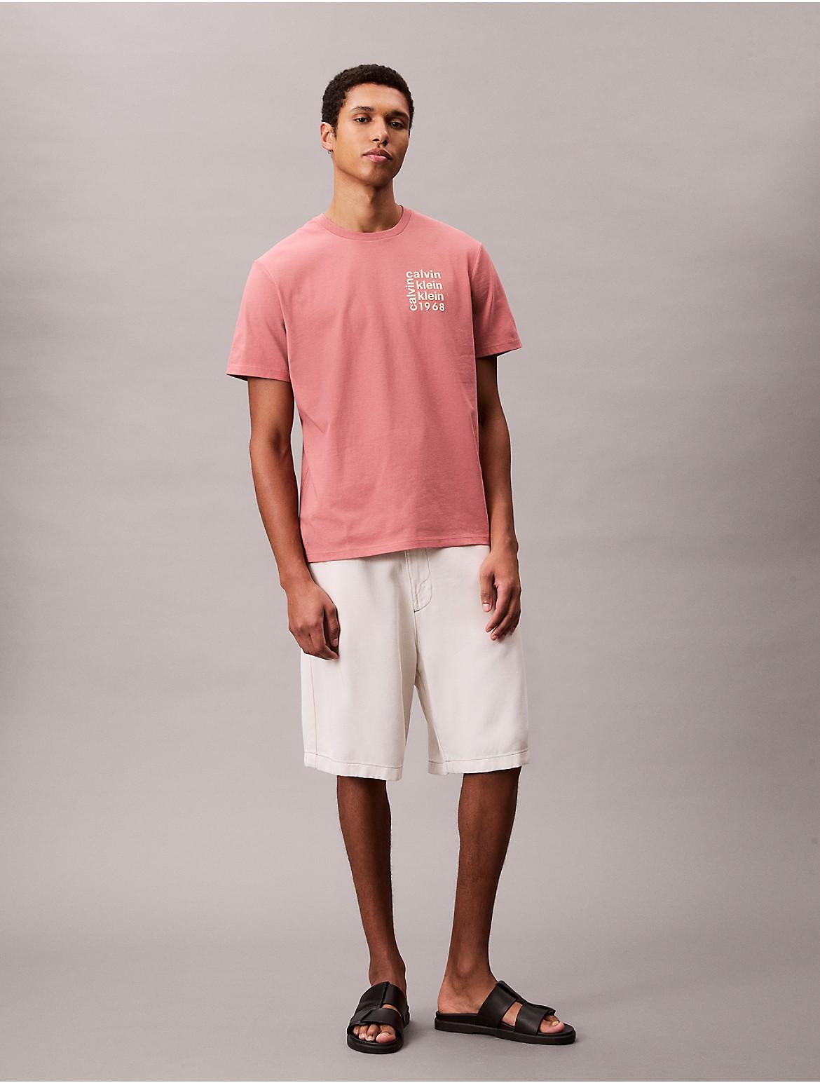 Calvin Klein Mens Logo Square Graphic Relaxed T-Shirt - Red Product Image