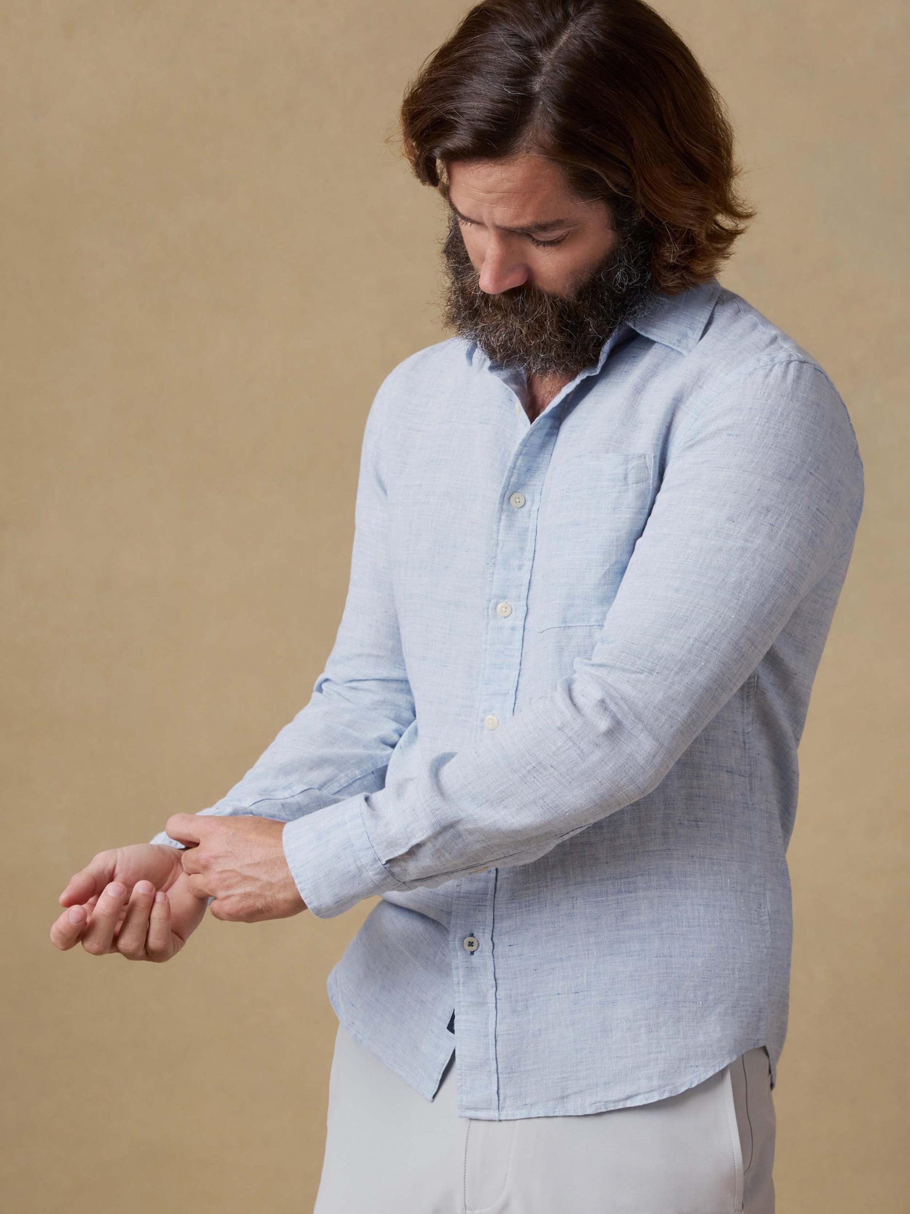 Laguna Linen Shirt - Light Blue Melange Male Product Image