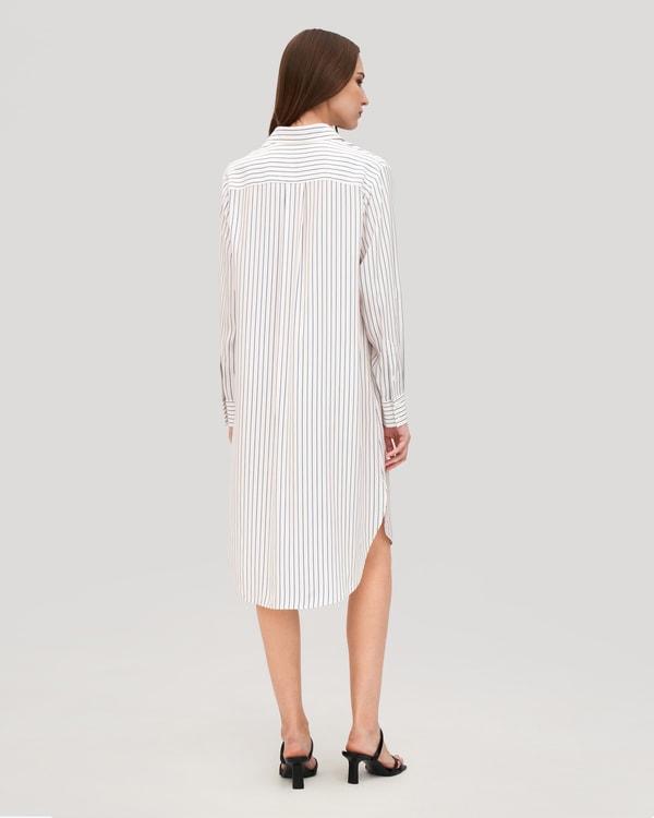 Pinstriped Freesia Shirt Dress Product Image