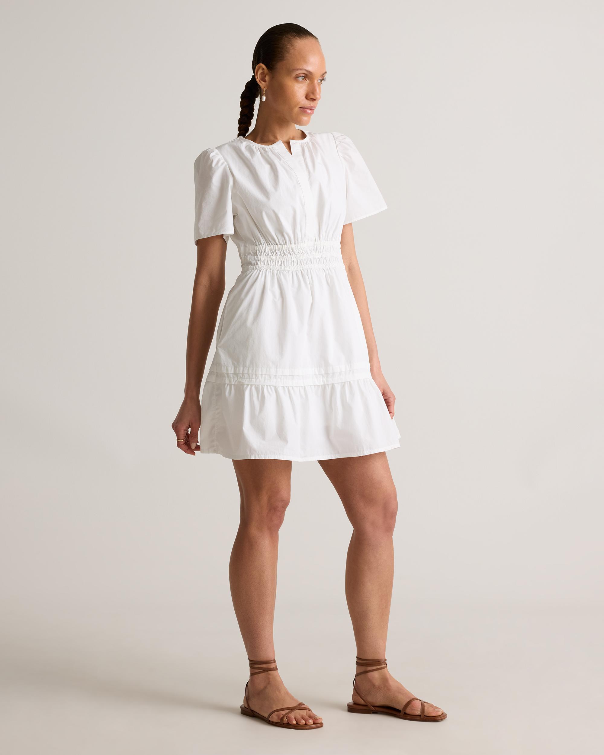 Quince | Women's Poplin Tiered Mini Dress Organic Cotton Product Image