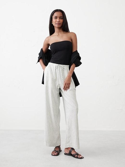 Linen-Blend Drawstring Pull-On Pant Product Image