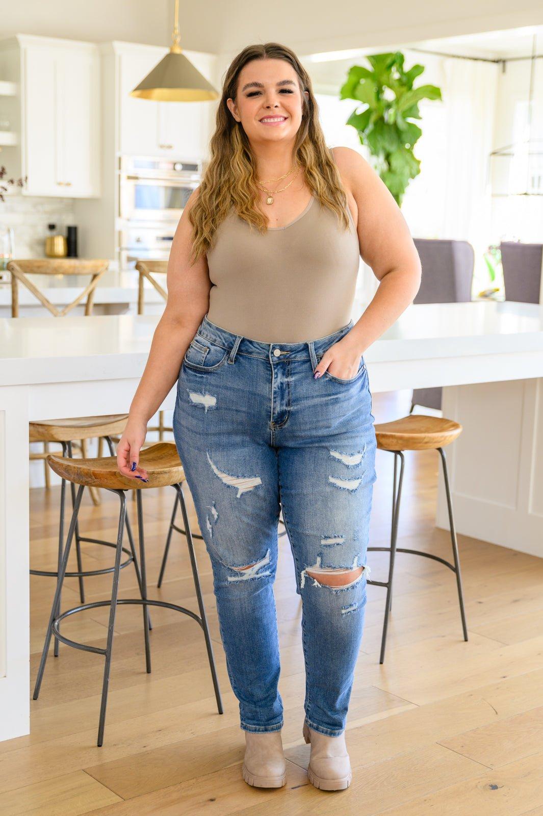 Ashley Hi-Waist Destroyed Boyfriend Jeans (Online Exclusive) Product Image