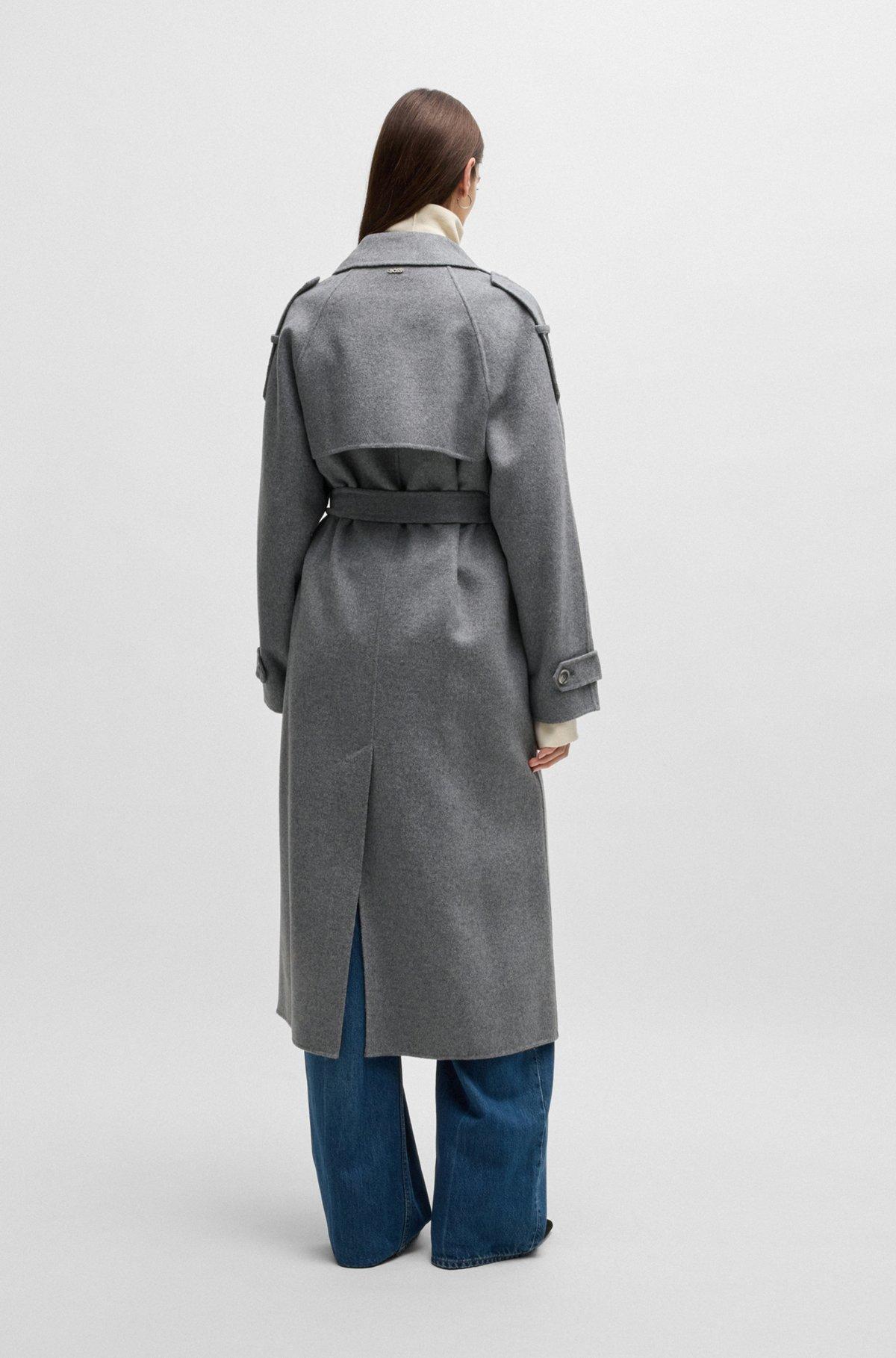 BOSS - Belted trench coat in a wool blend - Silver Product Image