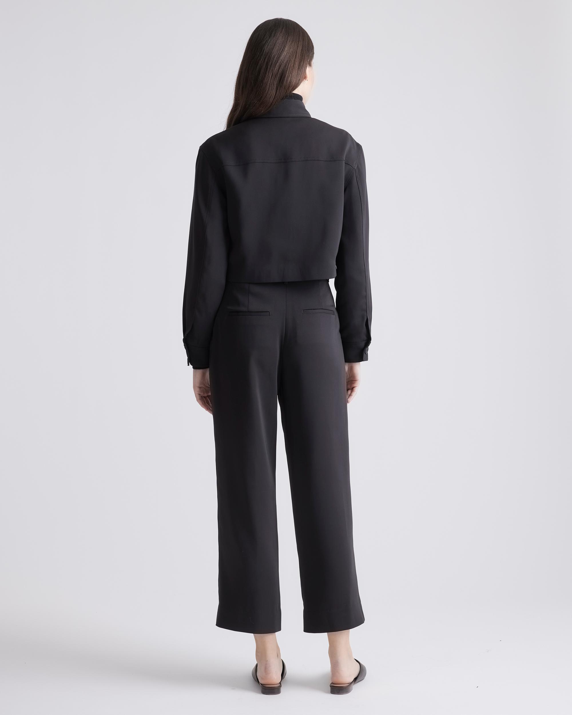 Quince | Women's Stretch Crepe Cropped Jacket Recycled Polyester / Spandex Product Image