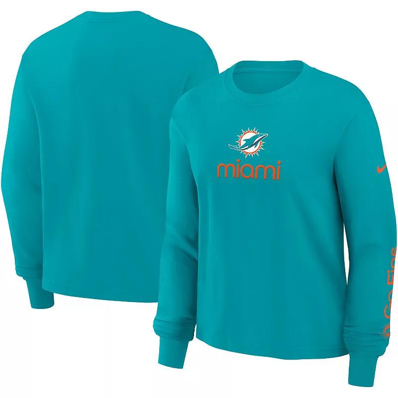 Miami Dolphins Boxy Nike Womens NFL Long-Sleeve T-Shirt | 01N23GT9P-2QV Product Image