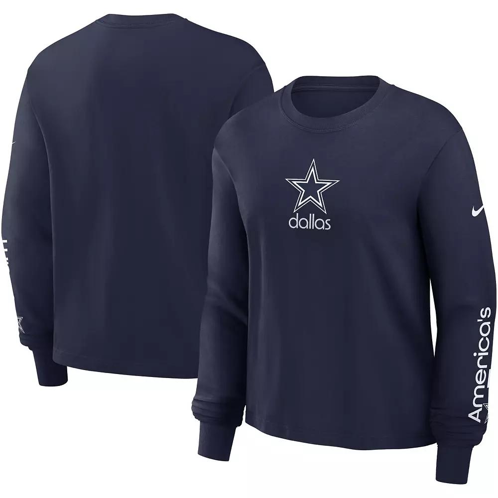 Women's Nike Navy Dallas Cowboys Boxy Long Sleeve T-Shirt,  Product Image