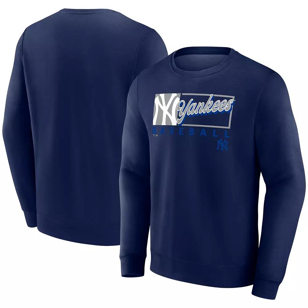 Men's Fanatics Navy New York Yankees Focus Fleece Pullover Sweatshirt,  Product Image