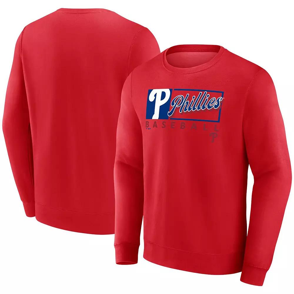 Men's Fanatics Red Philadelphia Phillies Focus Fleece Pullover Sweatshirt,  Product Image