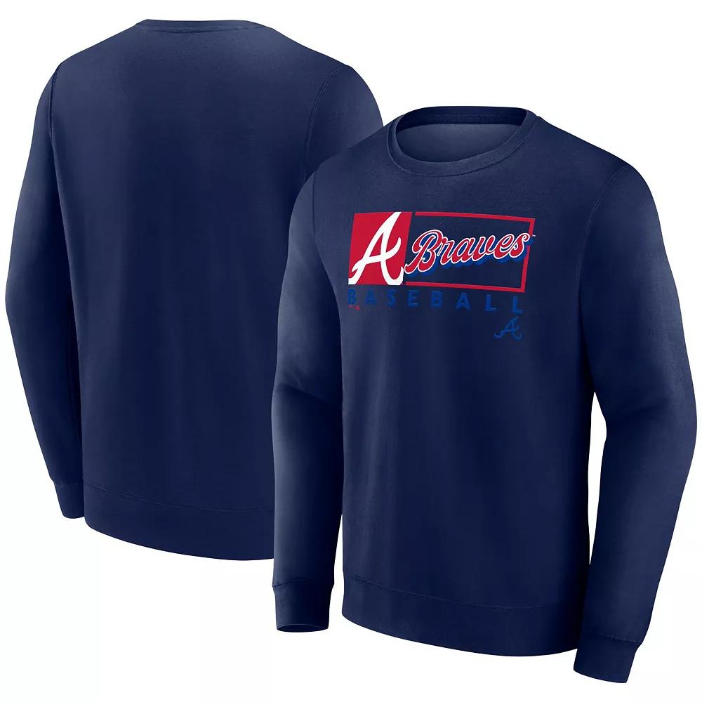 Men's Fanatics Navy Atlanta Braves Focus Fleece Pullover Sweatshirt,  Product Image