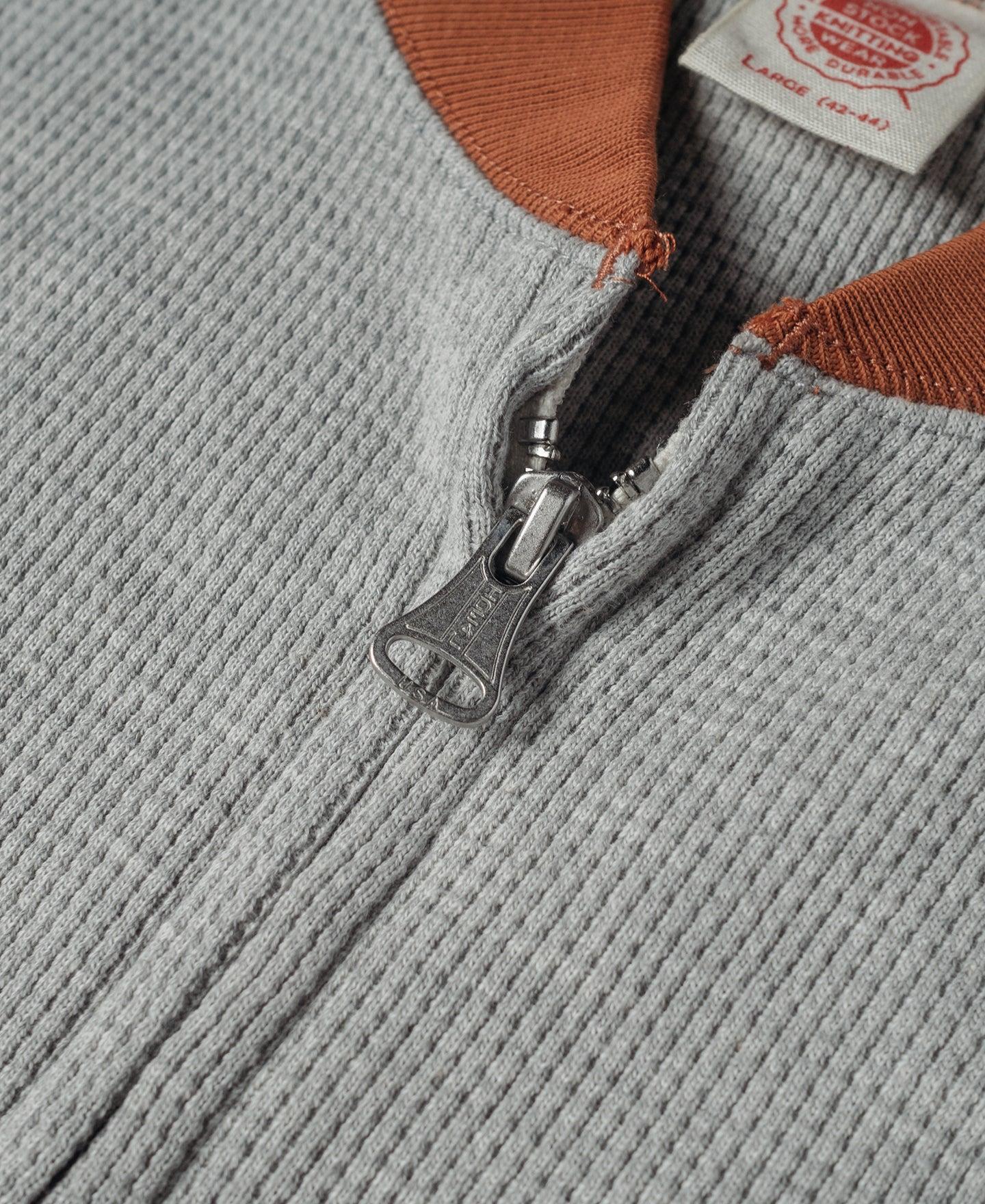 Waffle Cotton Full-Zip Track Jacket - Gray Product Image
