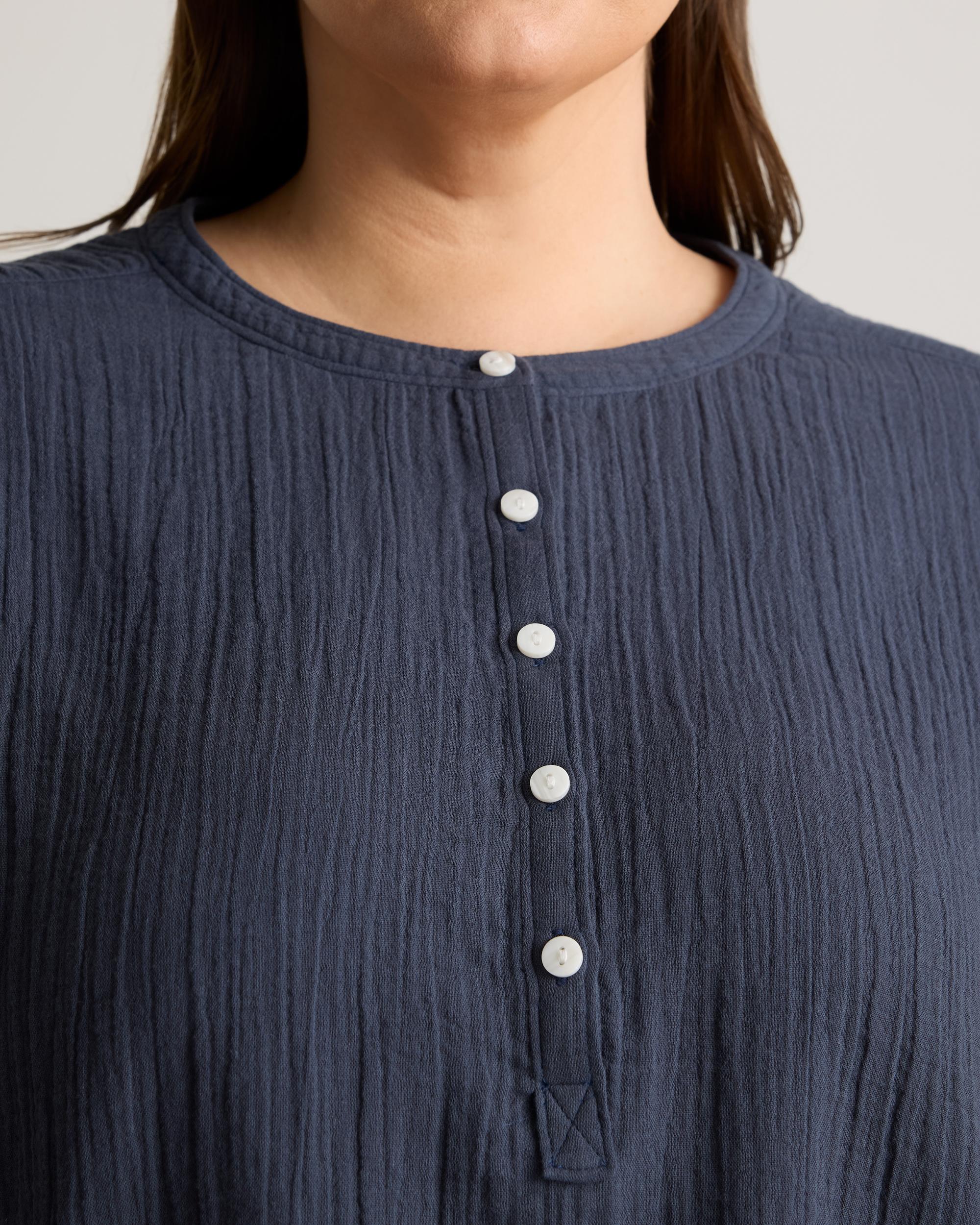Quince | Women's Gauze Roll Sleeve Shirt Organic Cotton Product Image