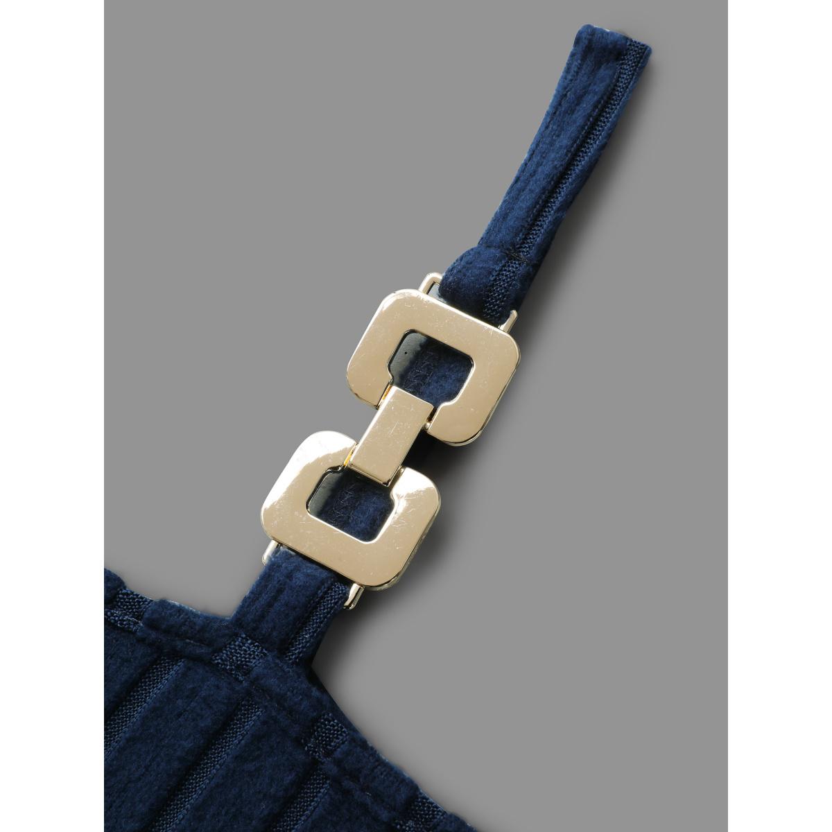 Plus Size One-Shoulder Pit-Strip Knit Buckle Midi Dress DarkBlue Women Casual Texture Knit Dresses Bloomchic 10/M Product Image