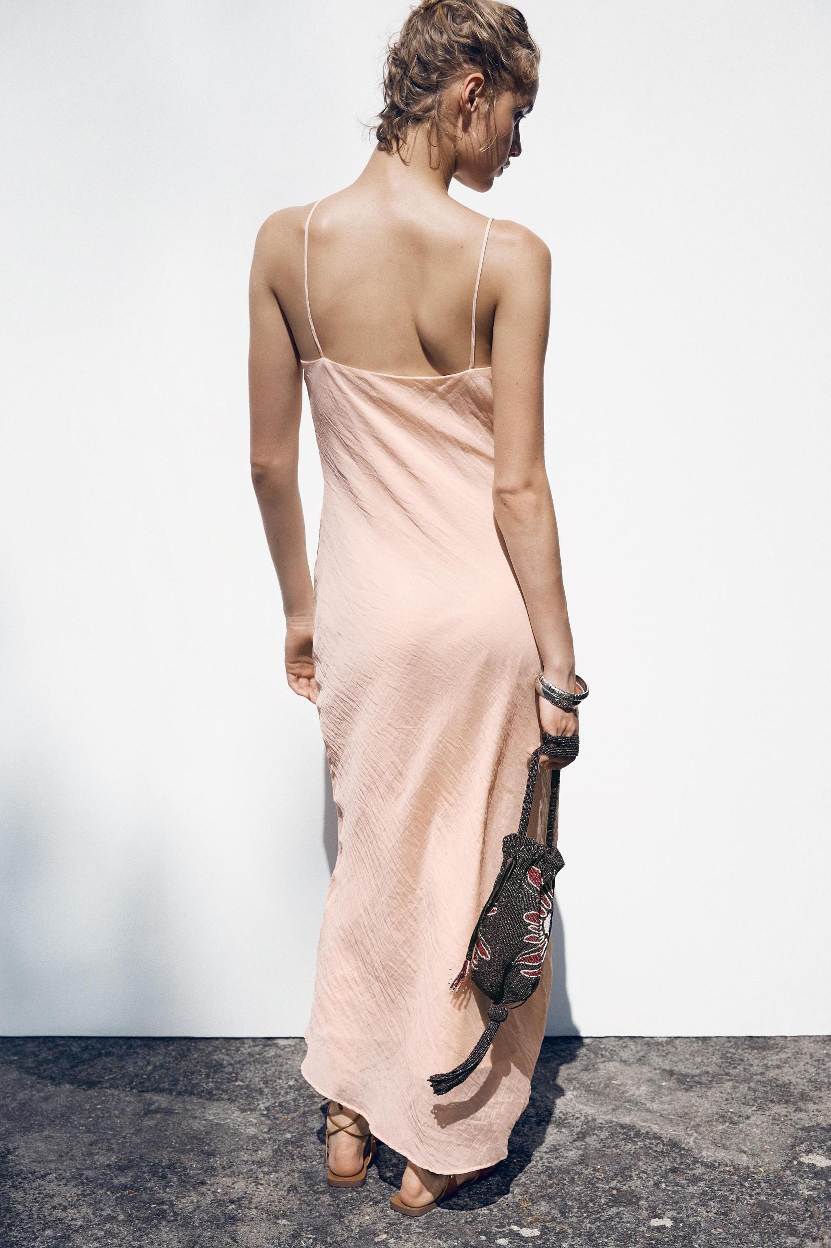 RUFFLED MIDI SLIP DRESS Product Image