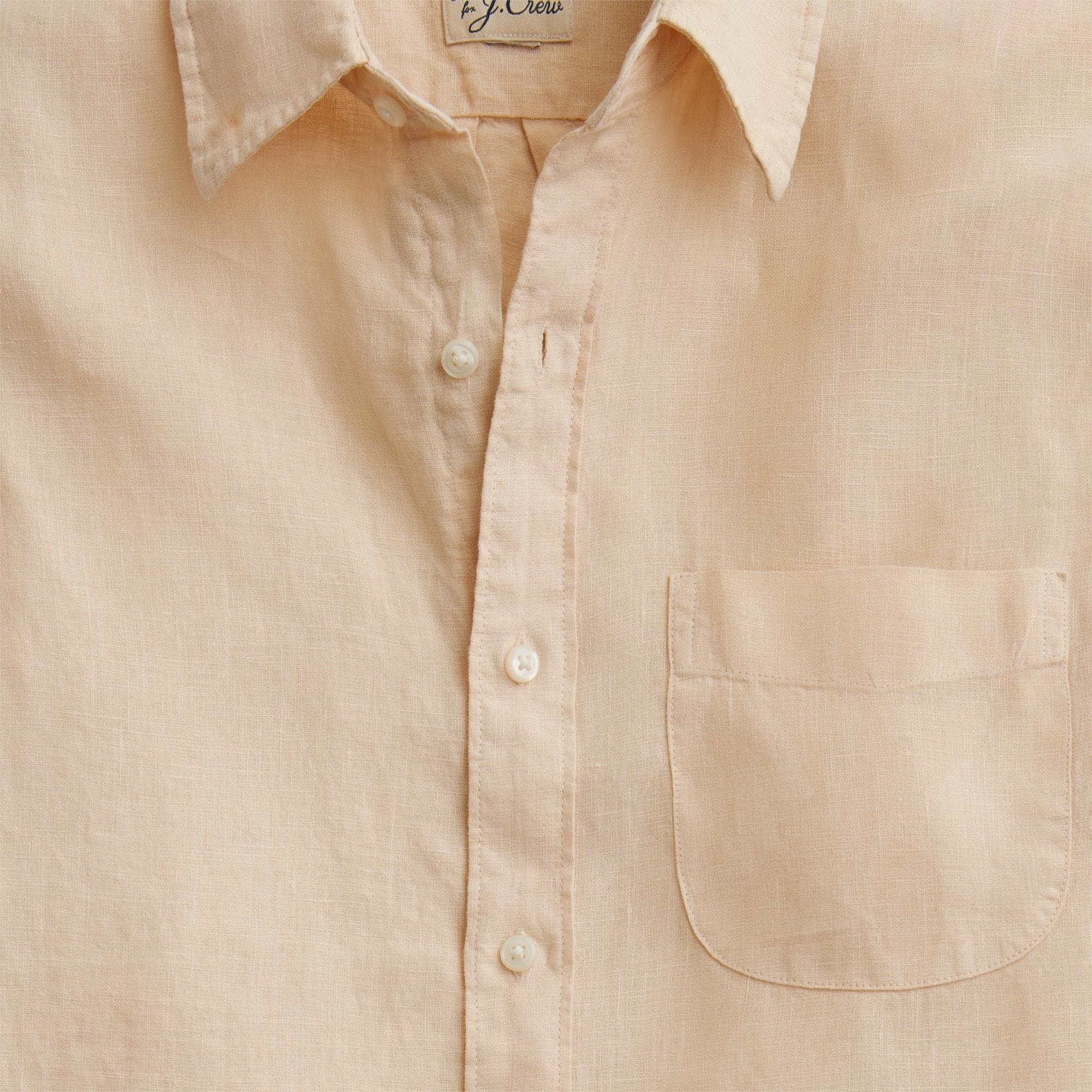 Short-sleeve washed linen shirt Product Image