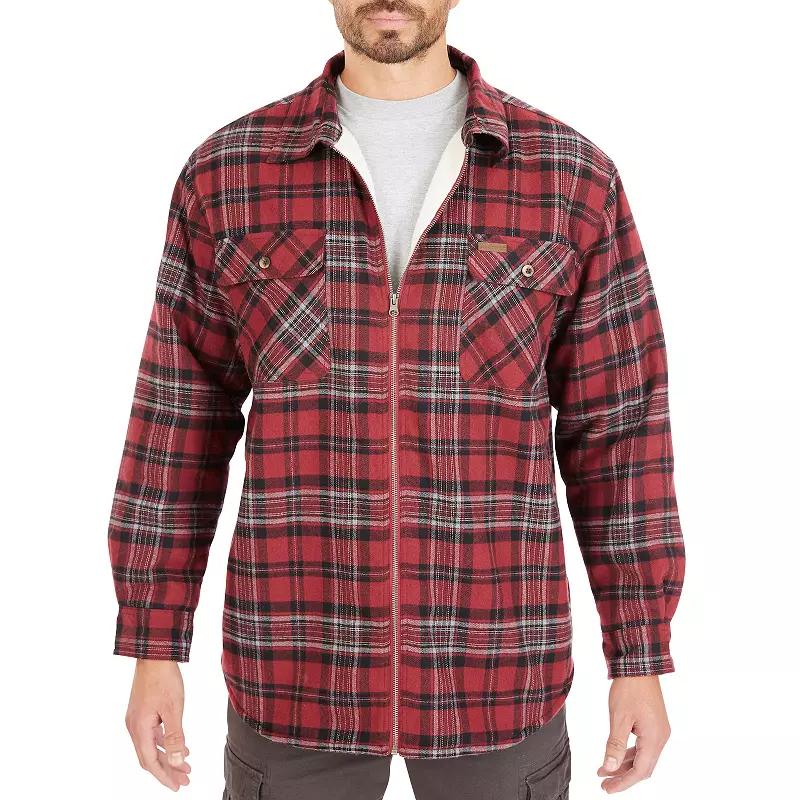 Men's Smith's Workwear Plaid Sherpa-Lined Cotton Flannel Shirt Jacket,  Product Image