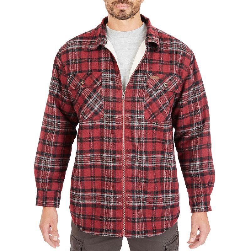 Men's Smith's Workwear Plaid Sherpa-Lined Cotton Flannel Shirt Jacket,  Product Image