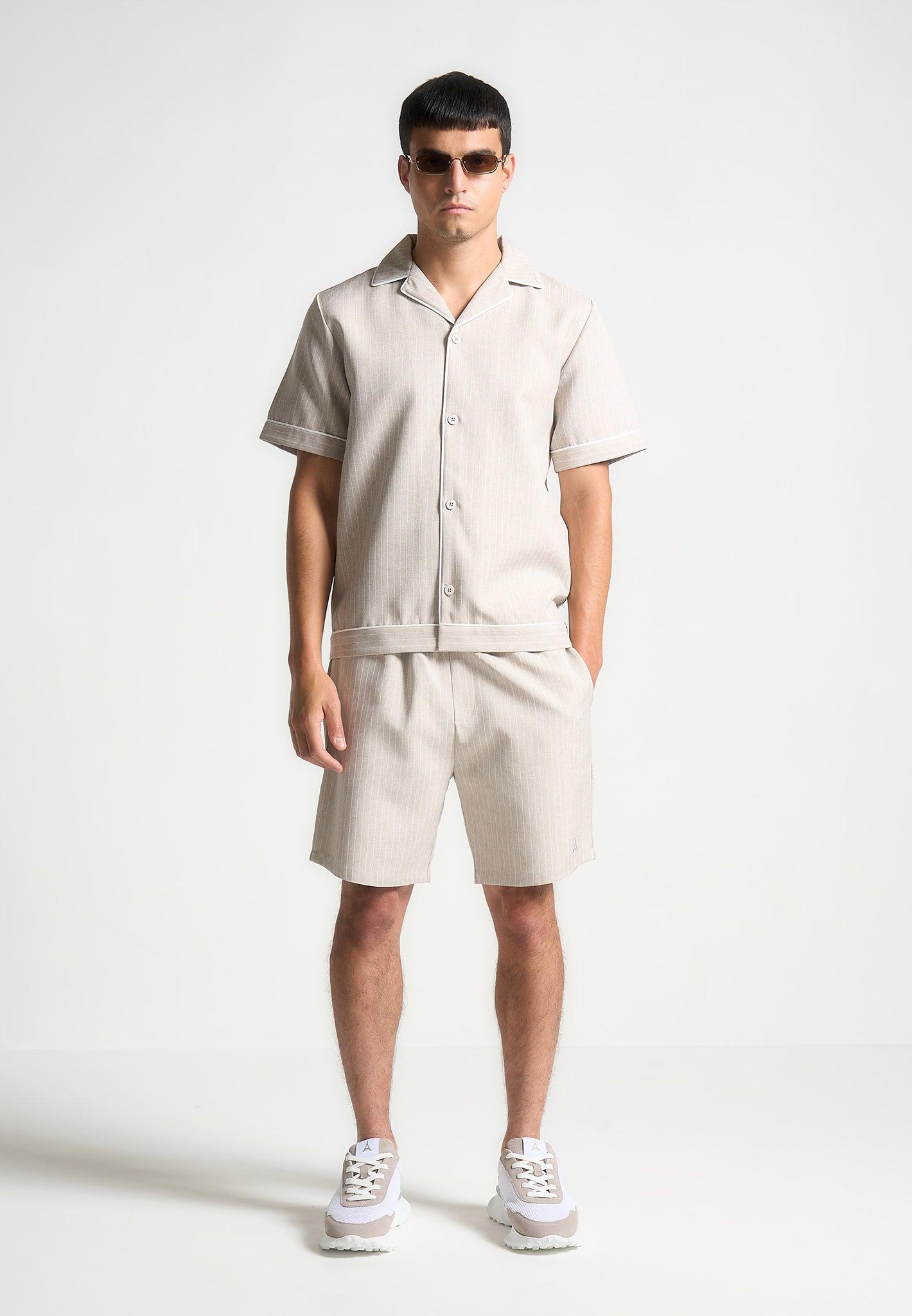 Pinstripe Shorts - Beige Male Product Image