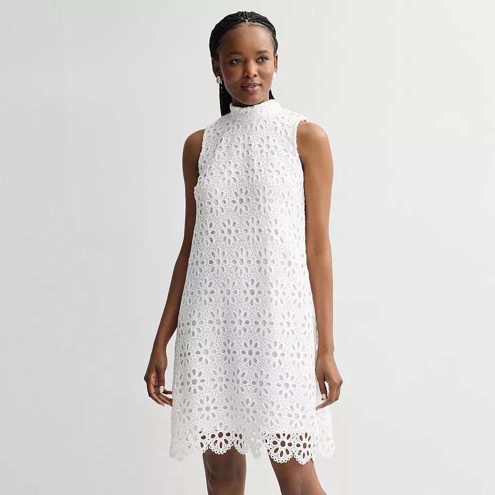 Women's Robbie Bee Tie Mock Neck Dress, Size: XXL, White Product Image