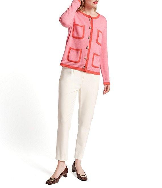 FRANCES VALENTINE Lucy Stretch Woven High Rise Slim Leg Trouser Pant Product Image