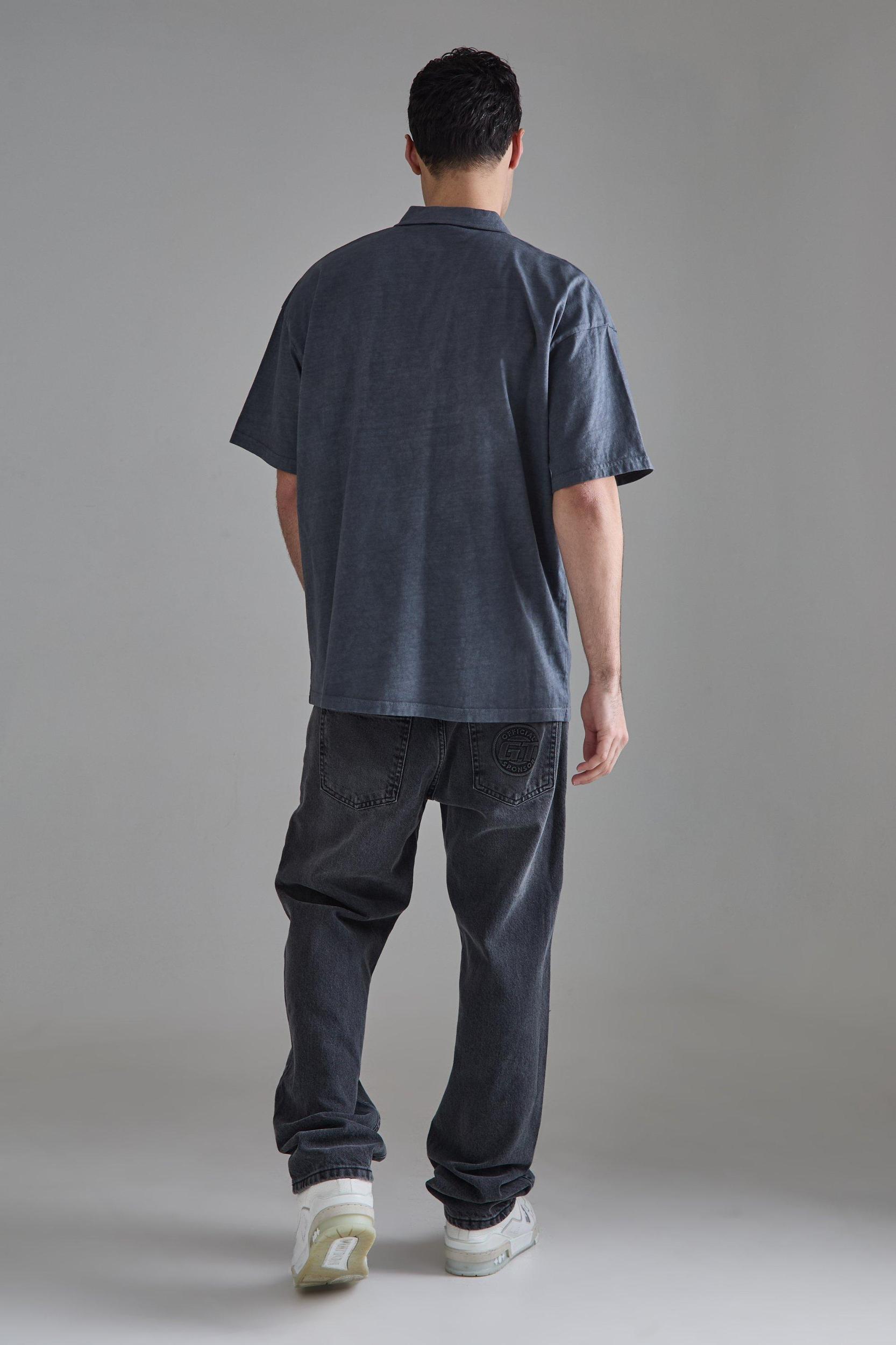 Oversized Revere Wash Polo | boohooMAN USA Product Image
