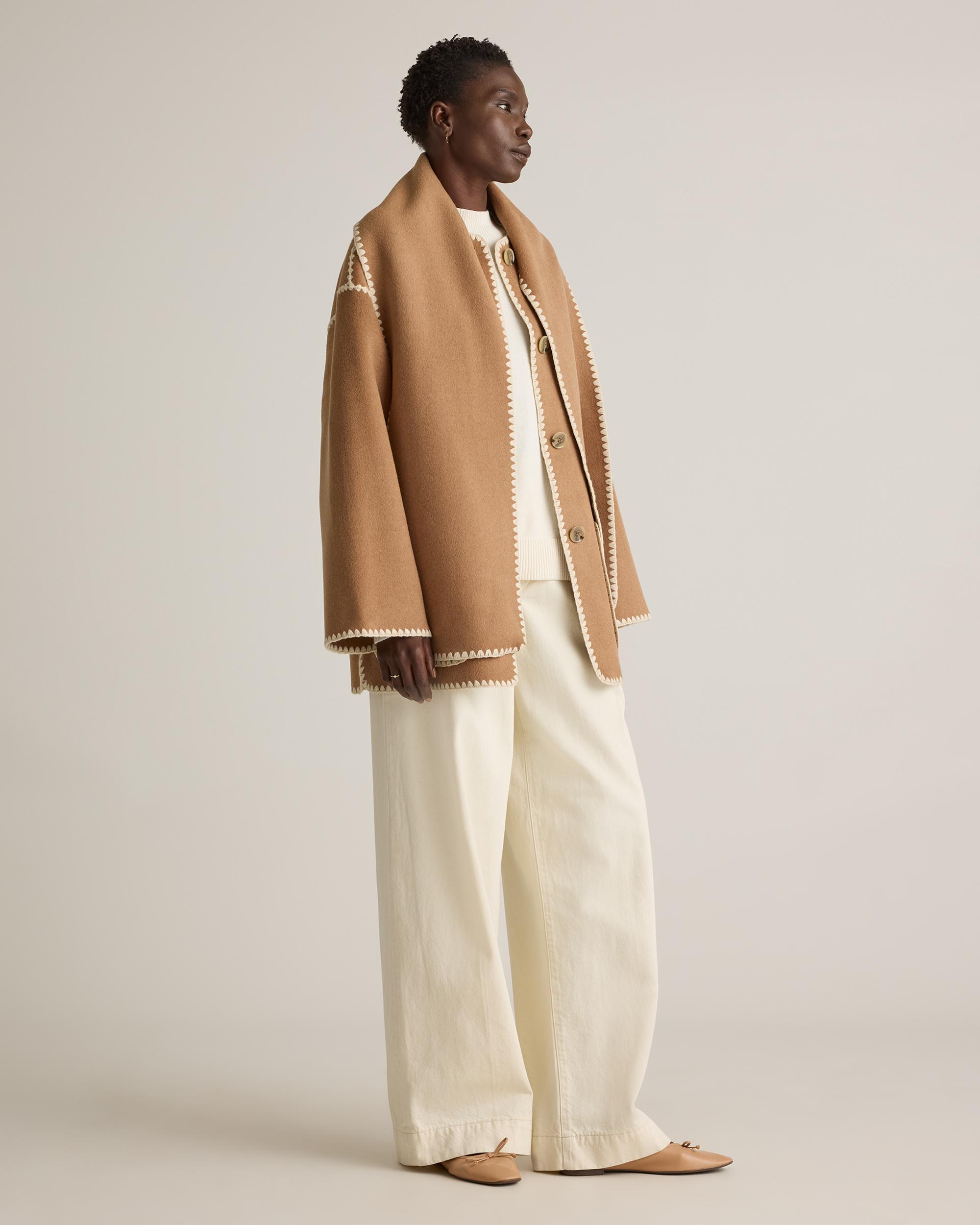 Quince | Women's Double-Faced Merino Wool Scarf Coat Size XL Product Image