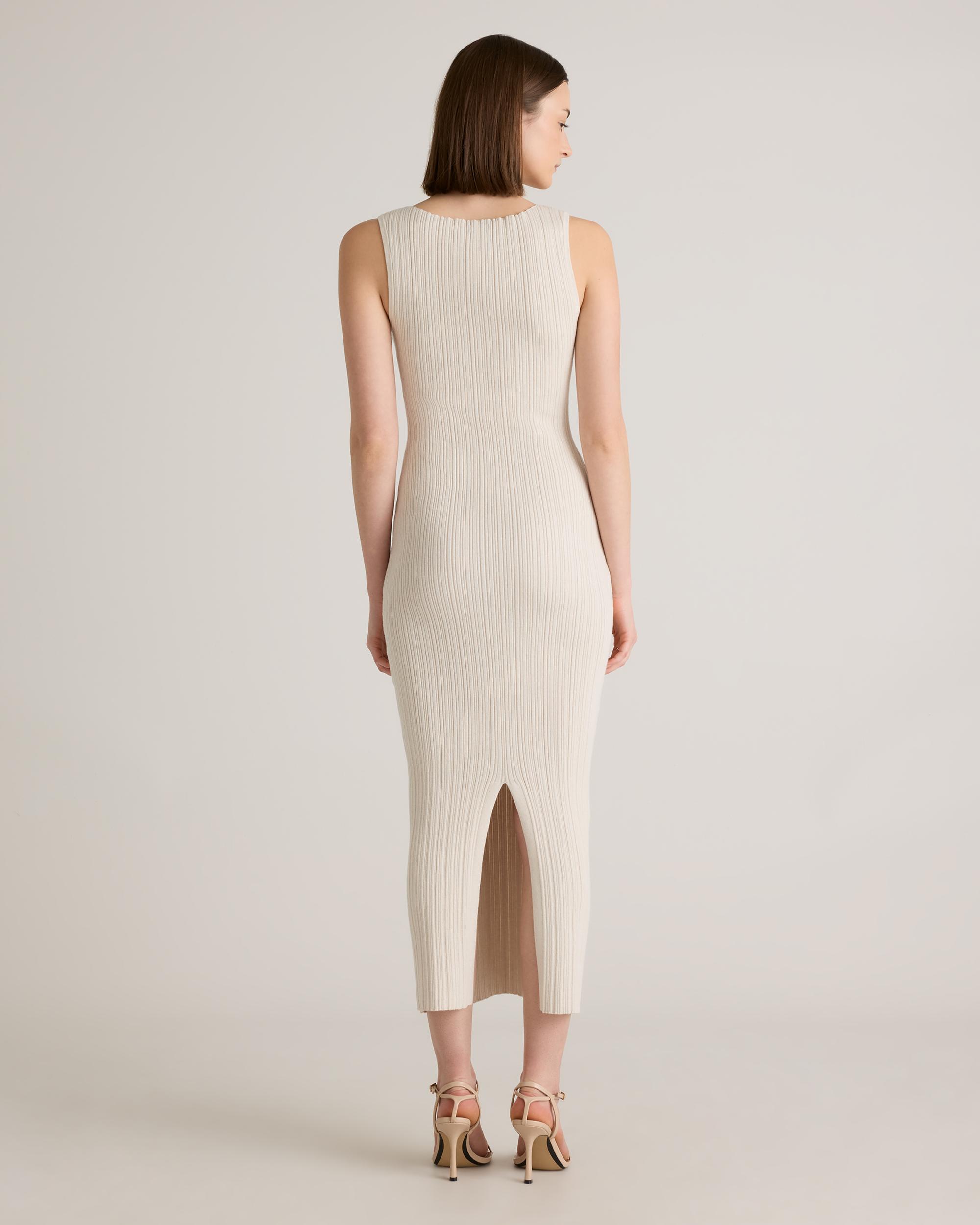 Quince | Women's Cotton Cashmere Ribbed Sleeveless Midi Dress Product Image