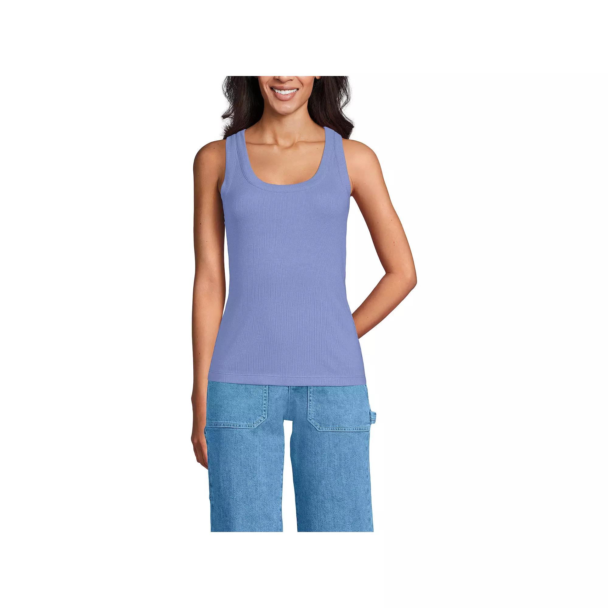 Women's Lands' End Drapey Ribbed Fitted Tank Top,  Product Image