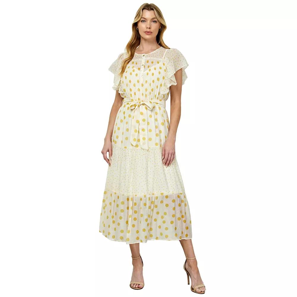 Women's Figueroa & Flower Ruffle Sleeve Midi Dress,  Product Image