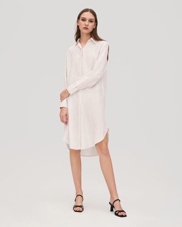 Pinstriped Freesia Shirt Dress Product Image