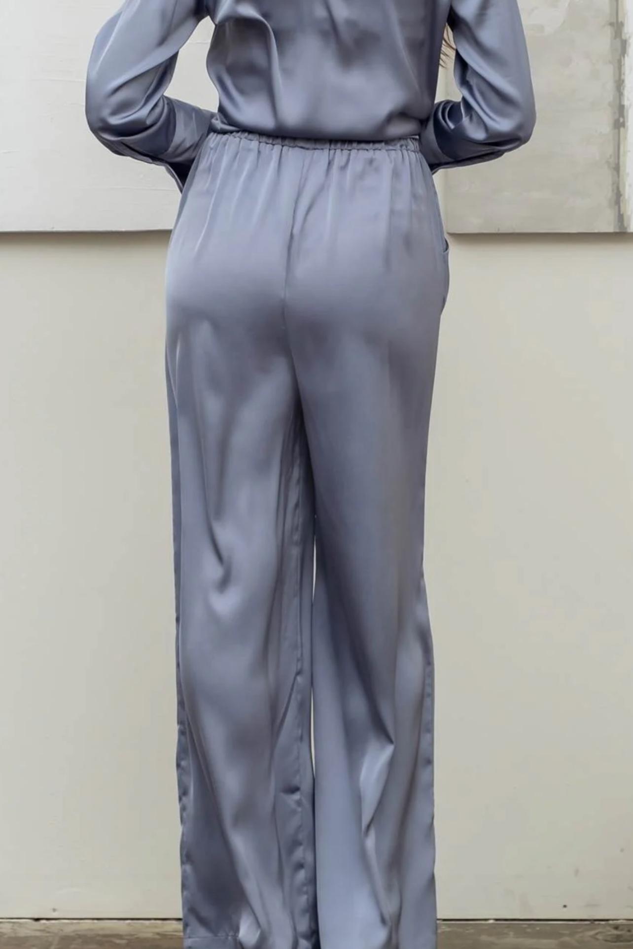 Solid Satin Wide Leg Pants Product Image