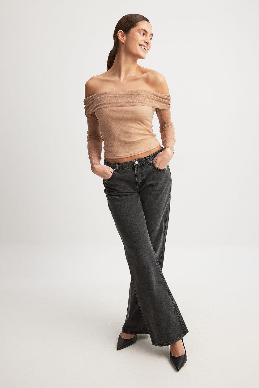 Off Shoulder Mesh Glitter Top Product Image