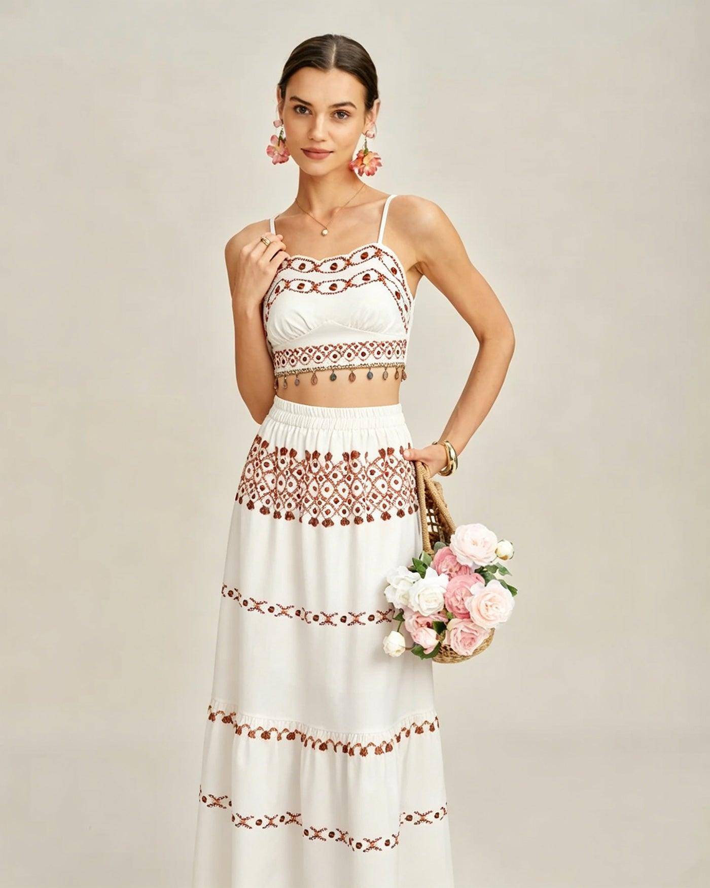 Apricot Elastic Waist Two-Piece Skirt Set Product Image