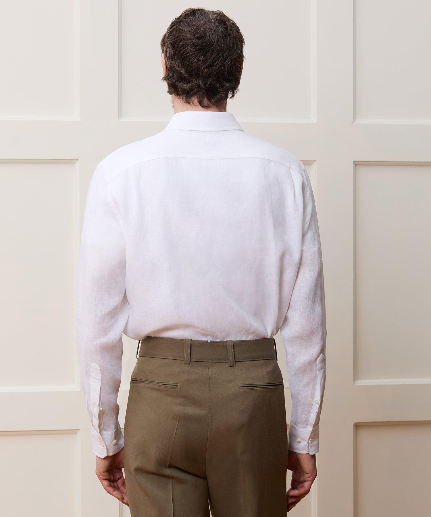 Italian Linen Spread Collar Dress Shirt Product Image