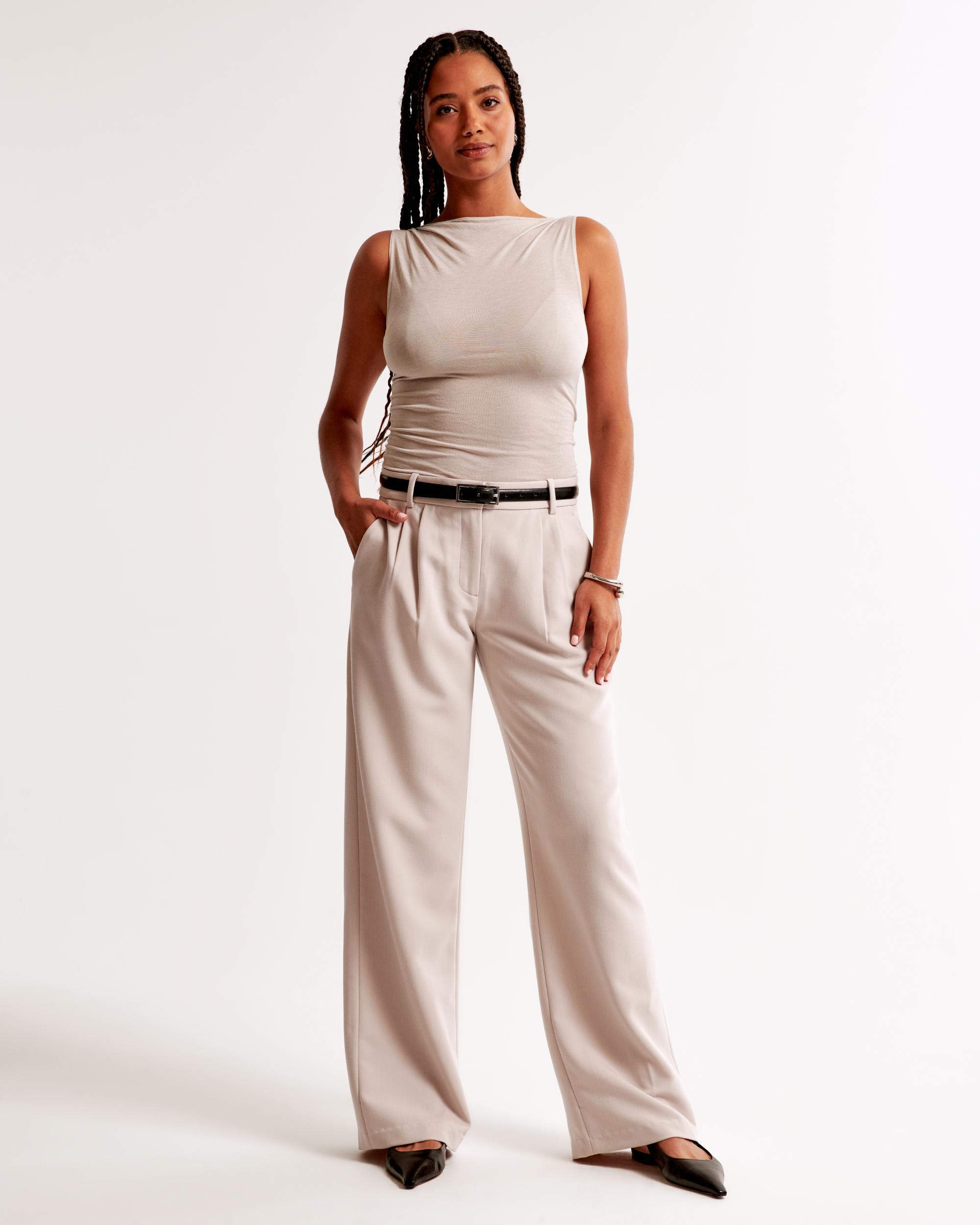 Curve Love A&F Sloane Low Rise Tailored Wide Leg Pant Product Image