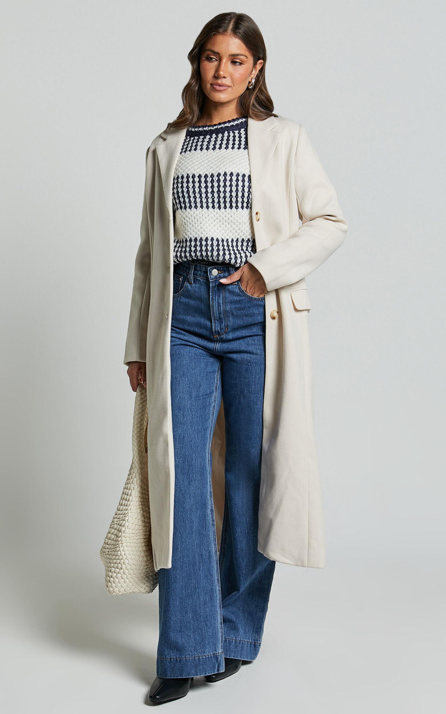 Snuggle Up Jumper - Knit Jumper in Navy Stripe Product Image