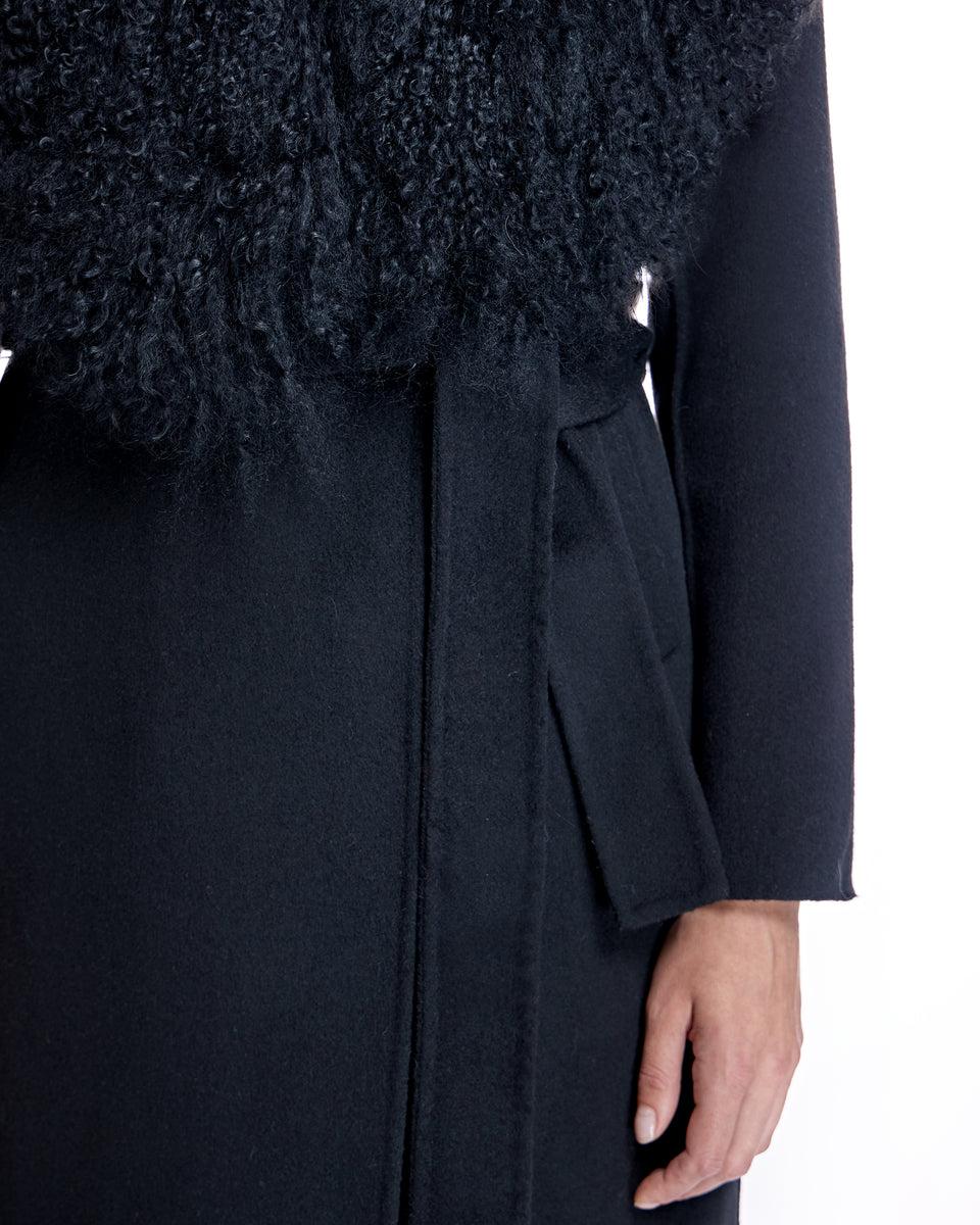 Julia & Stella by Maximilian Wool Wrap Coat With Lamb Collar-Maximilian Product Image