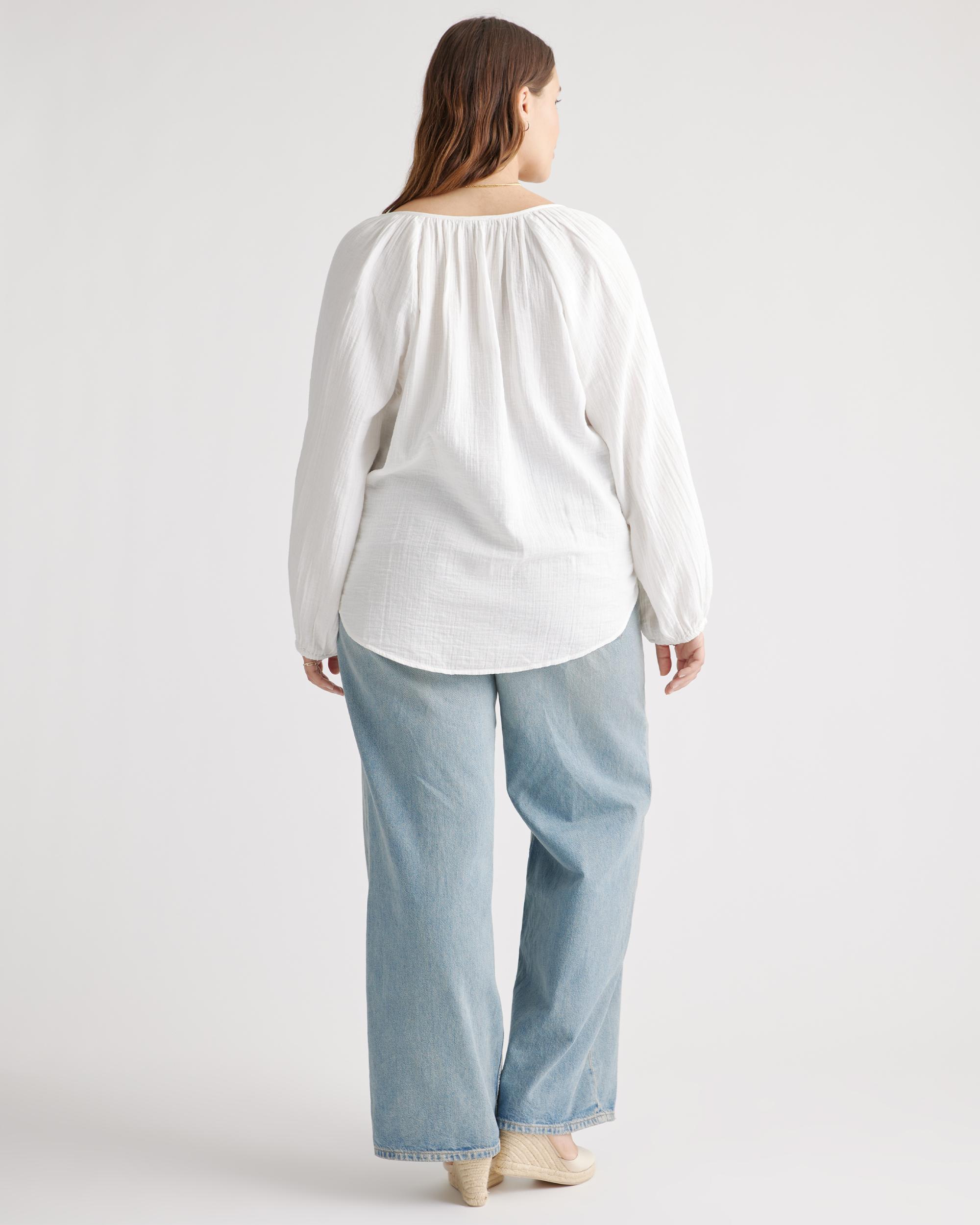 Quince | Women's Gauze Peasant Blouse Organic Cotton Product Image
