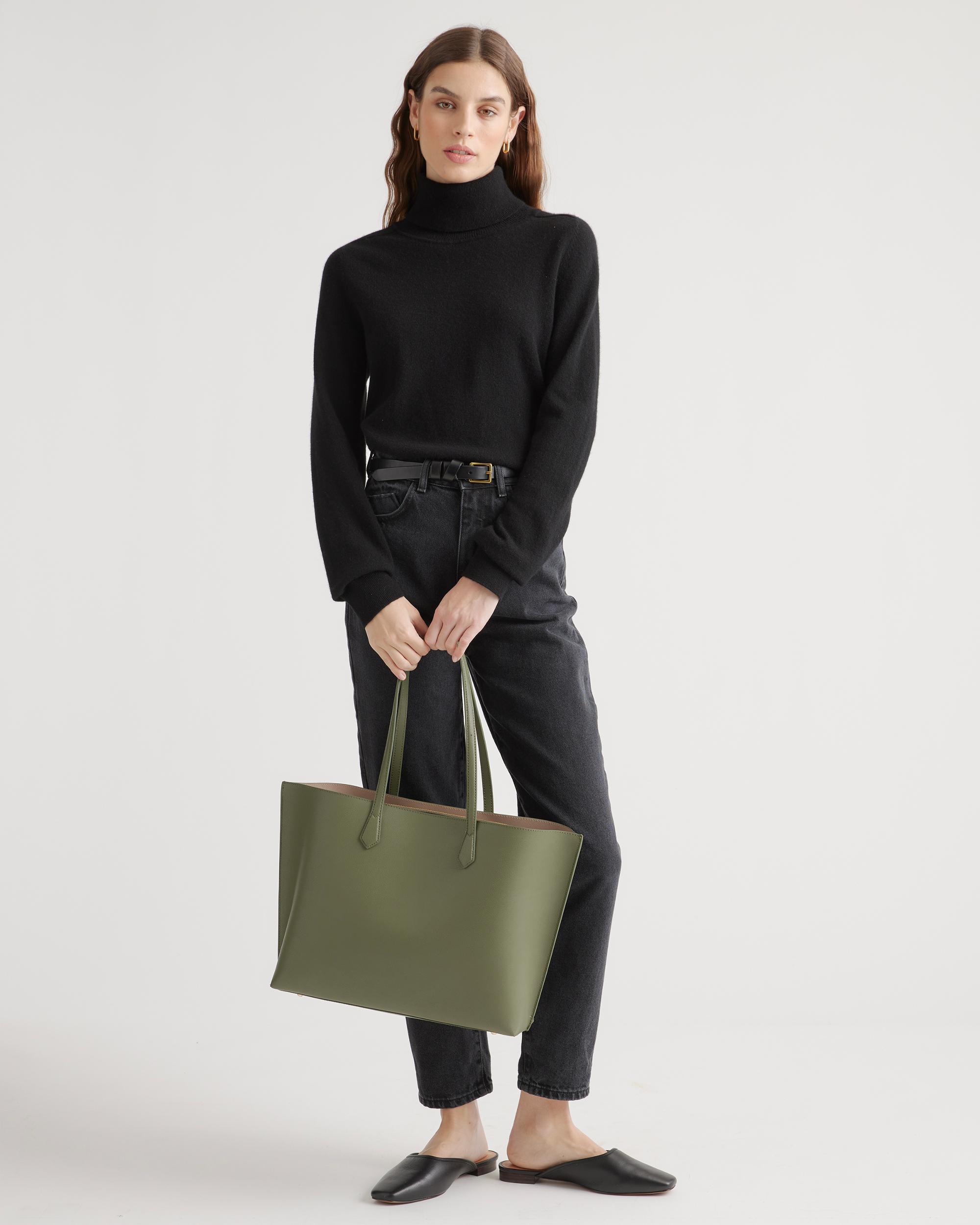 Quince | Women's Italian Leather Triple Compartment Shopper Tote Product Image