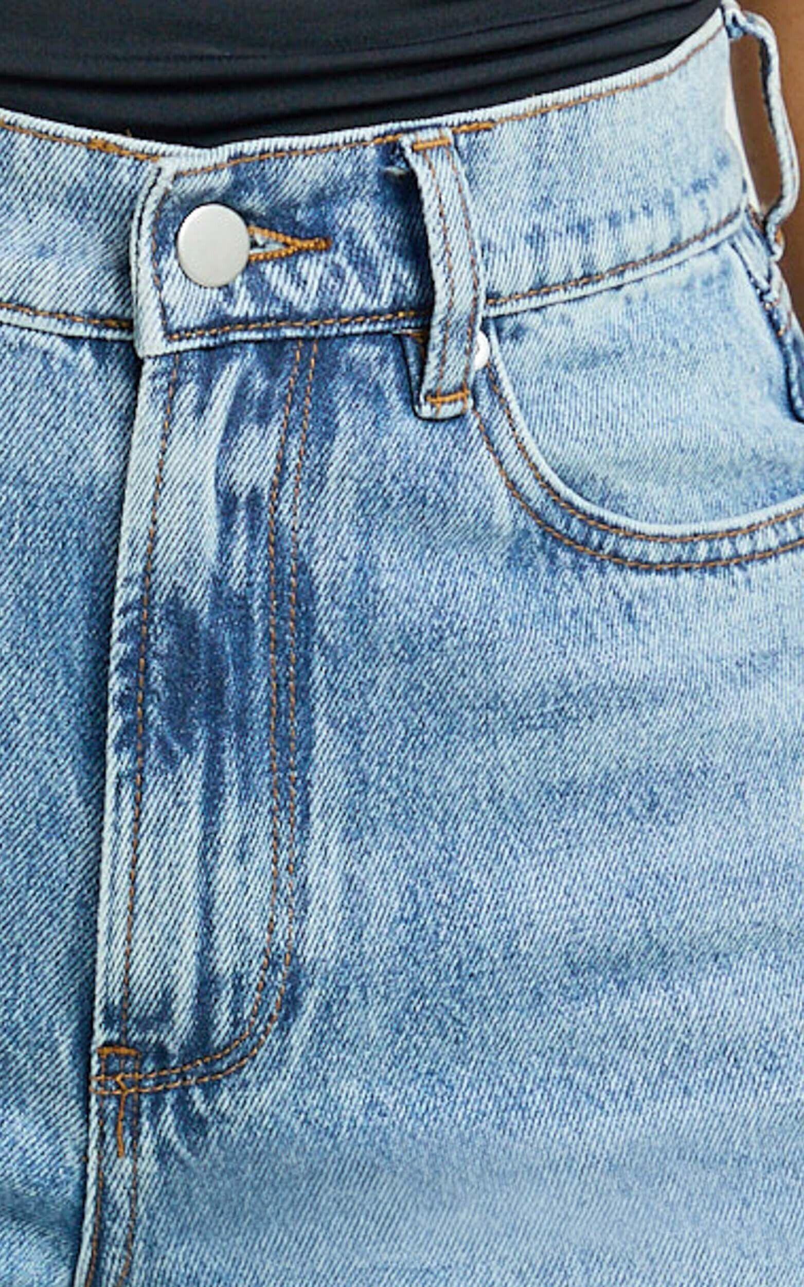 Nessa Jeans - High Waist Straight Leg Jeans in Light Blue Wash Product Image