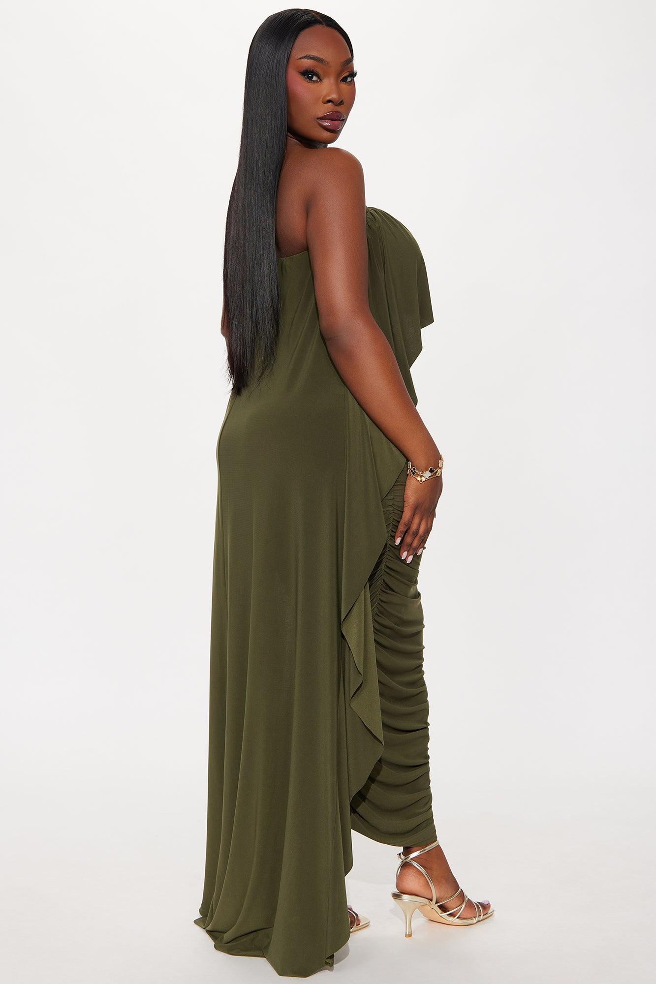 Sammy Ruched Maxi Dress - Olive Female Product Image
