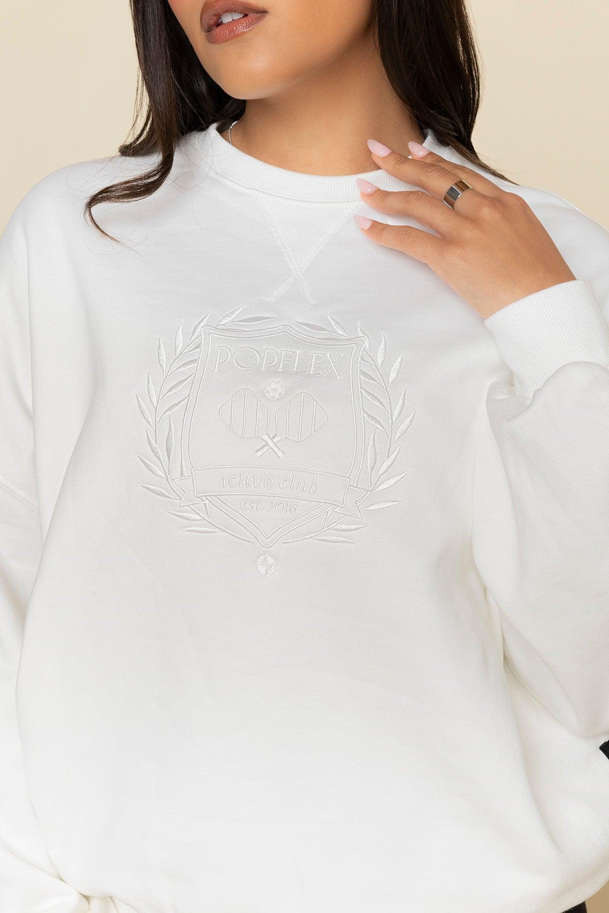 POPFLEX® Active Club Cloud Crewneck Sweater - White Product Image