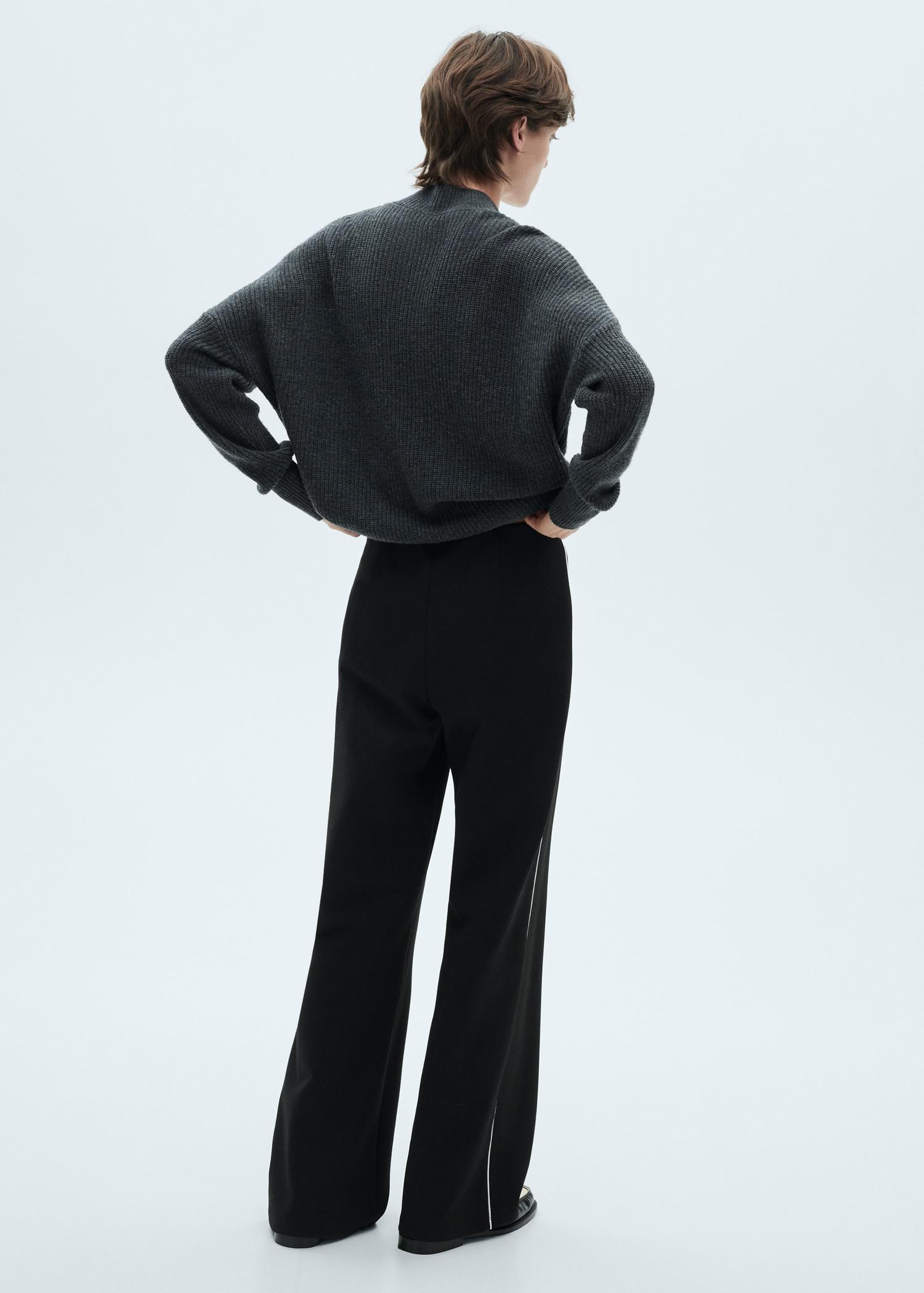 Knitted pants with contrasting stripes - Women | MANGO USA Product Image