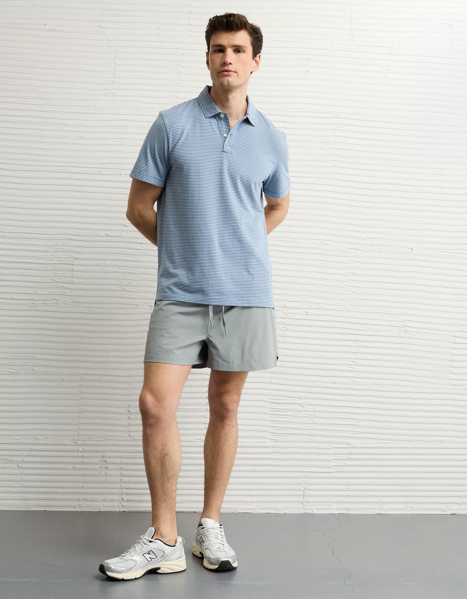 AE 24/7 Club Logo Striped Polo Shirt Product Image