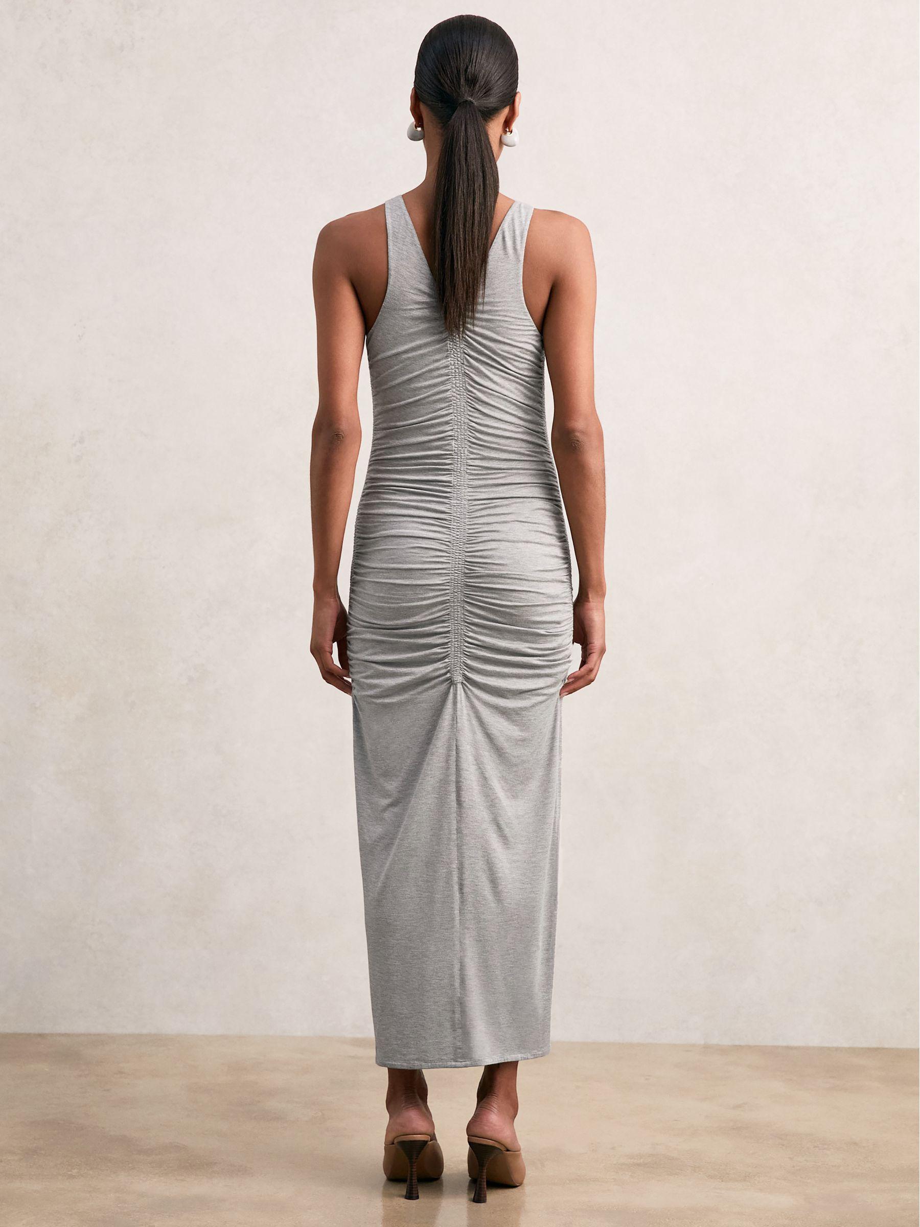 Stretch-Modal Ruched Jersey Dress in Grey Product Image