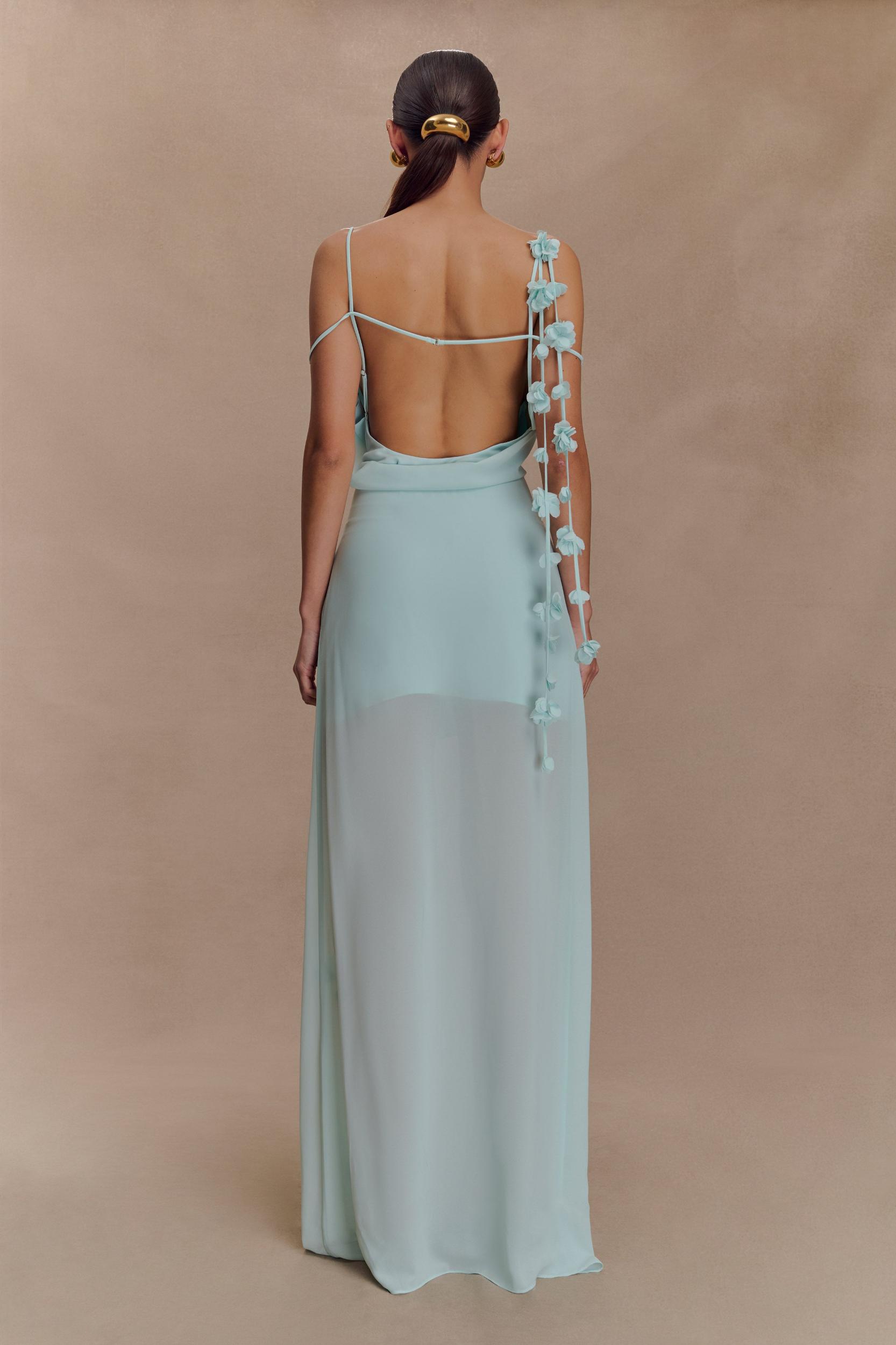 Rosalie Floral Chiffon Maxi Dress - Lagoon Product Image