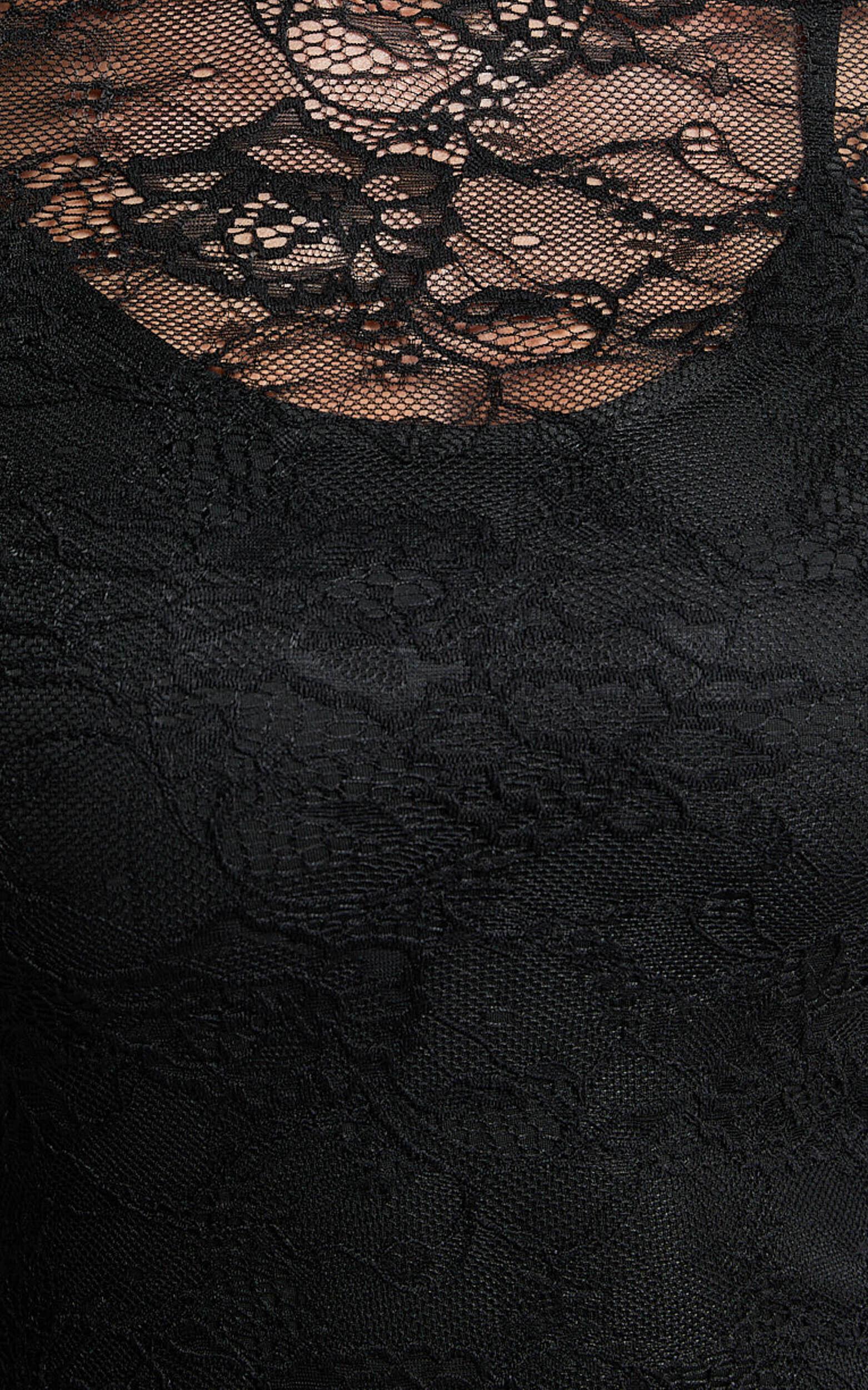 Yvette Midi Dress - High Neck Long Sleeve Slip Dress in Black Product Image