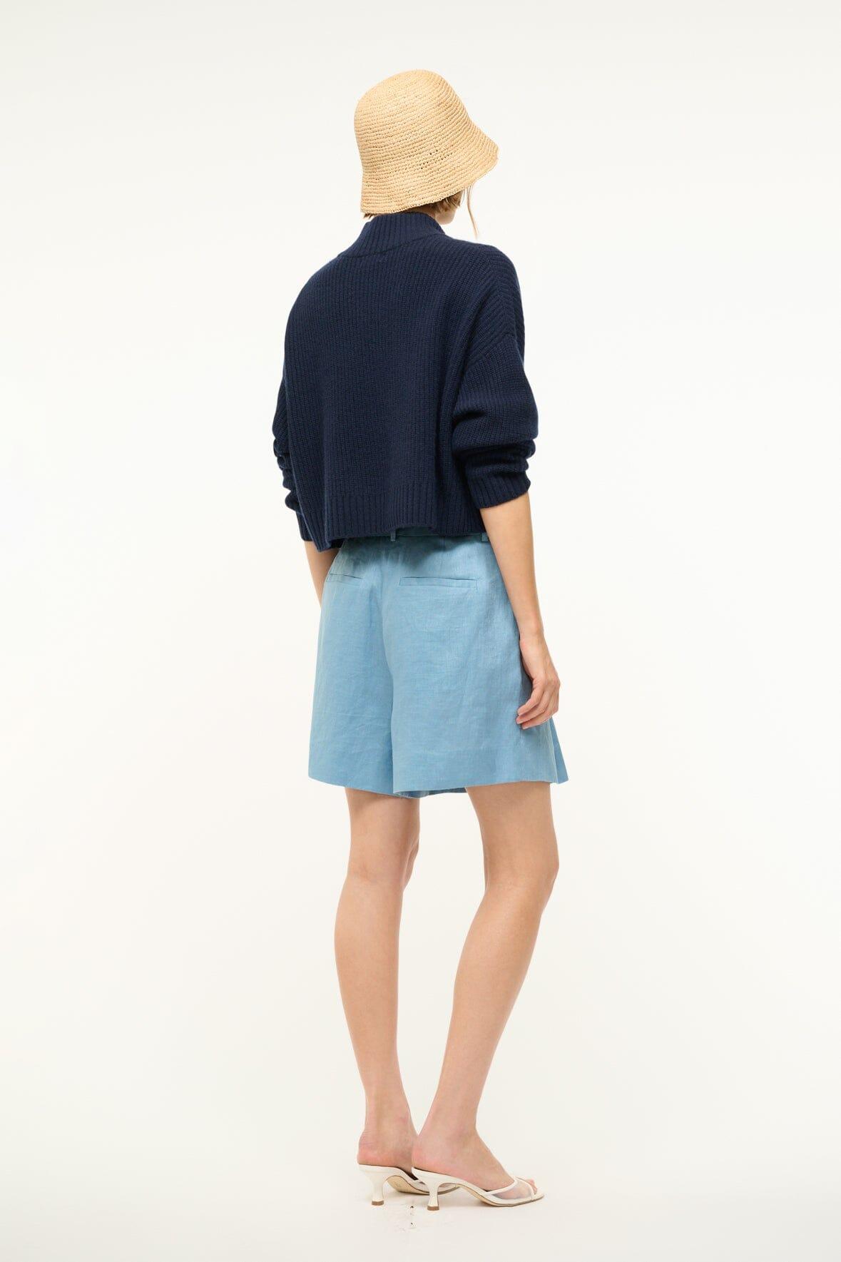 CASHMERE CROPPED HAMPTON SWEATER | NAVY Product Image